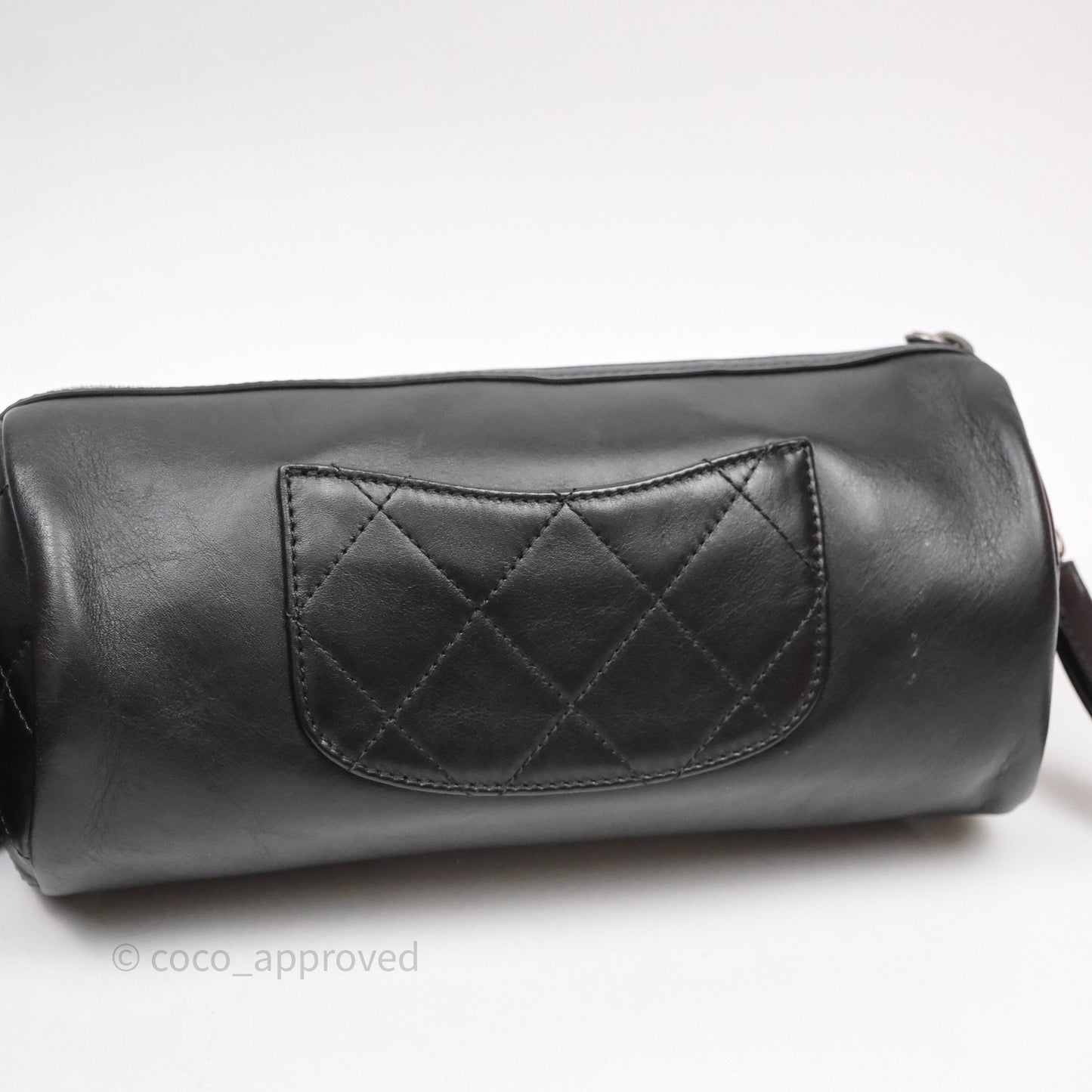 Chanel Logo Bowling Bag Black Calfskin Mixed Hardware
