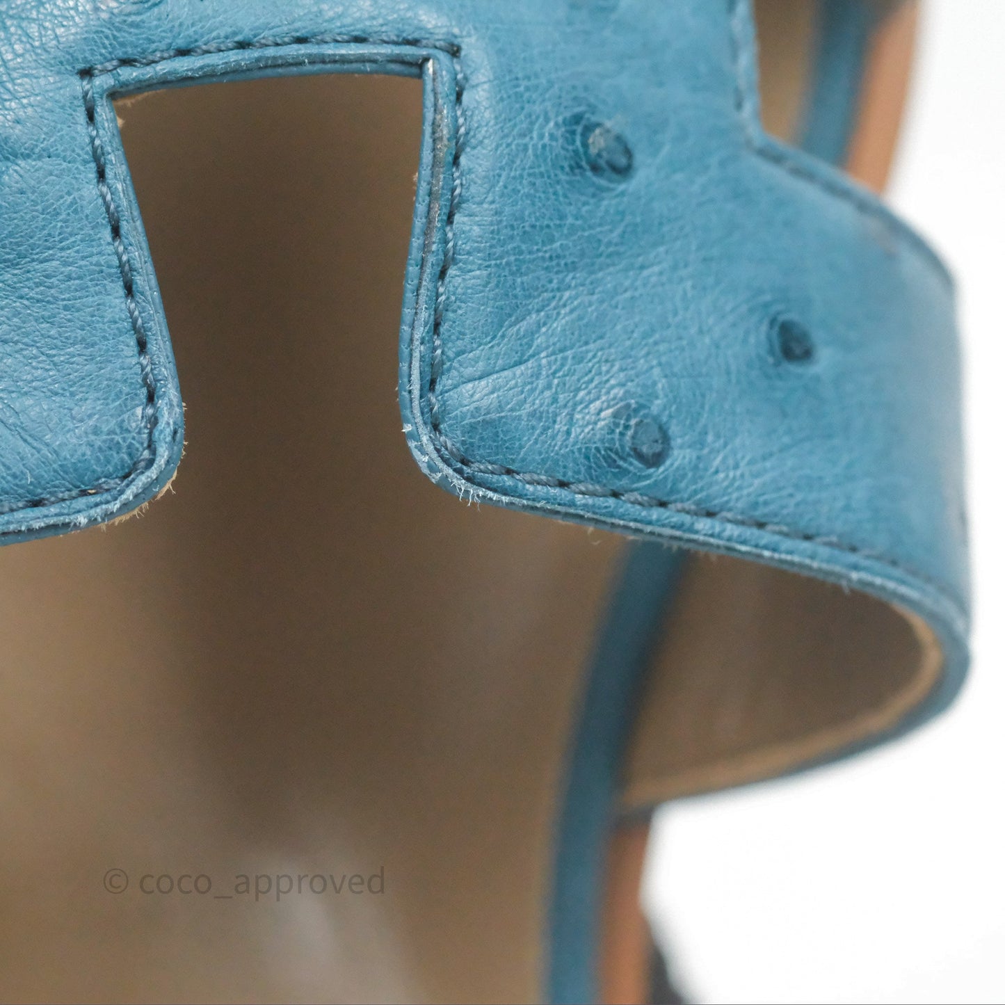 Hermès Oran Sandals in Blue Cobalt Ostrich Size 37