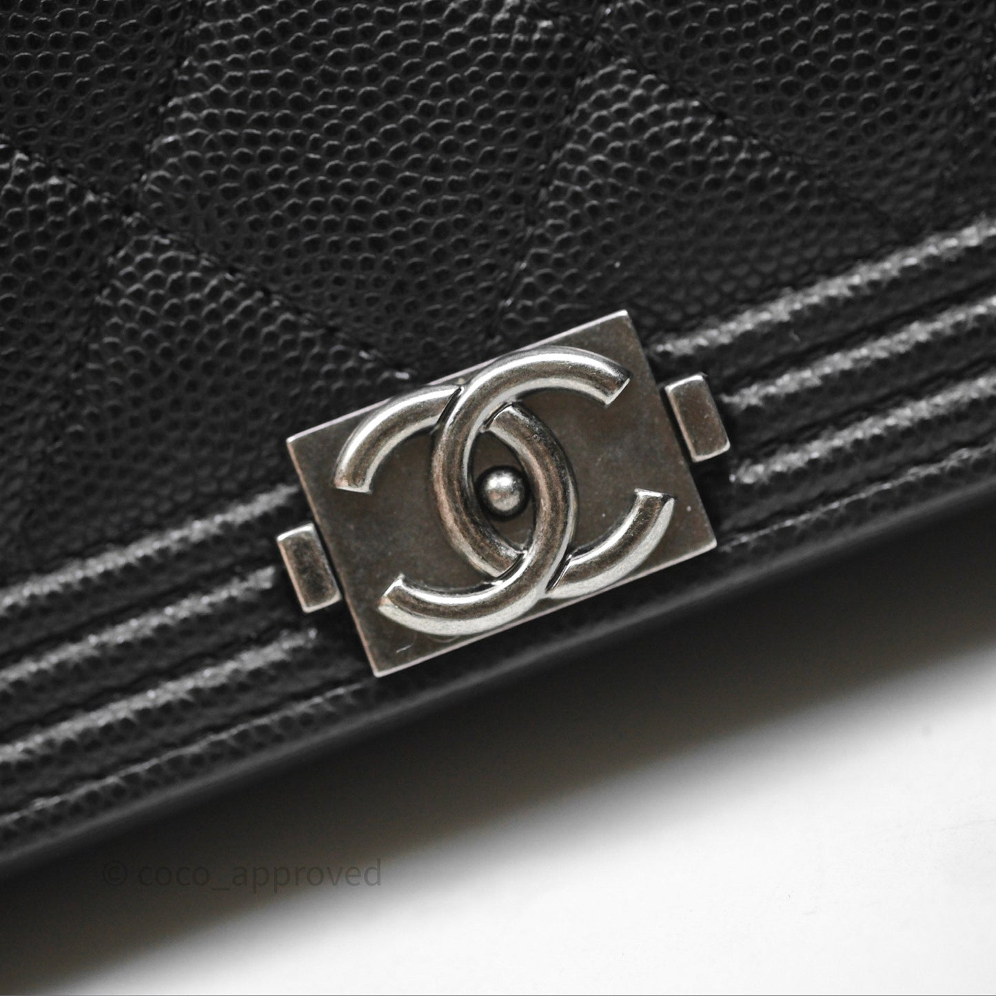 Chanel Quilted Boy Wallet on Chain WOC Black Caviar Ruthenium Hardware