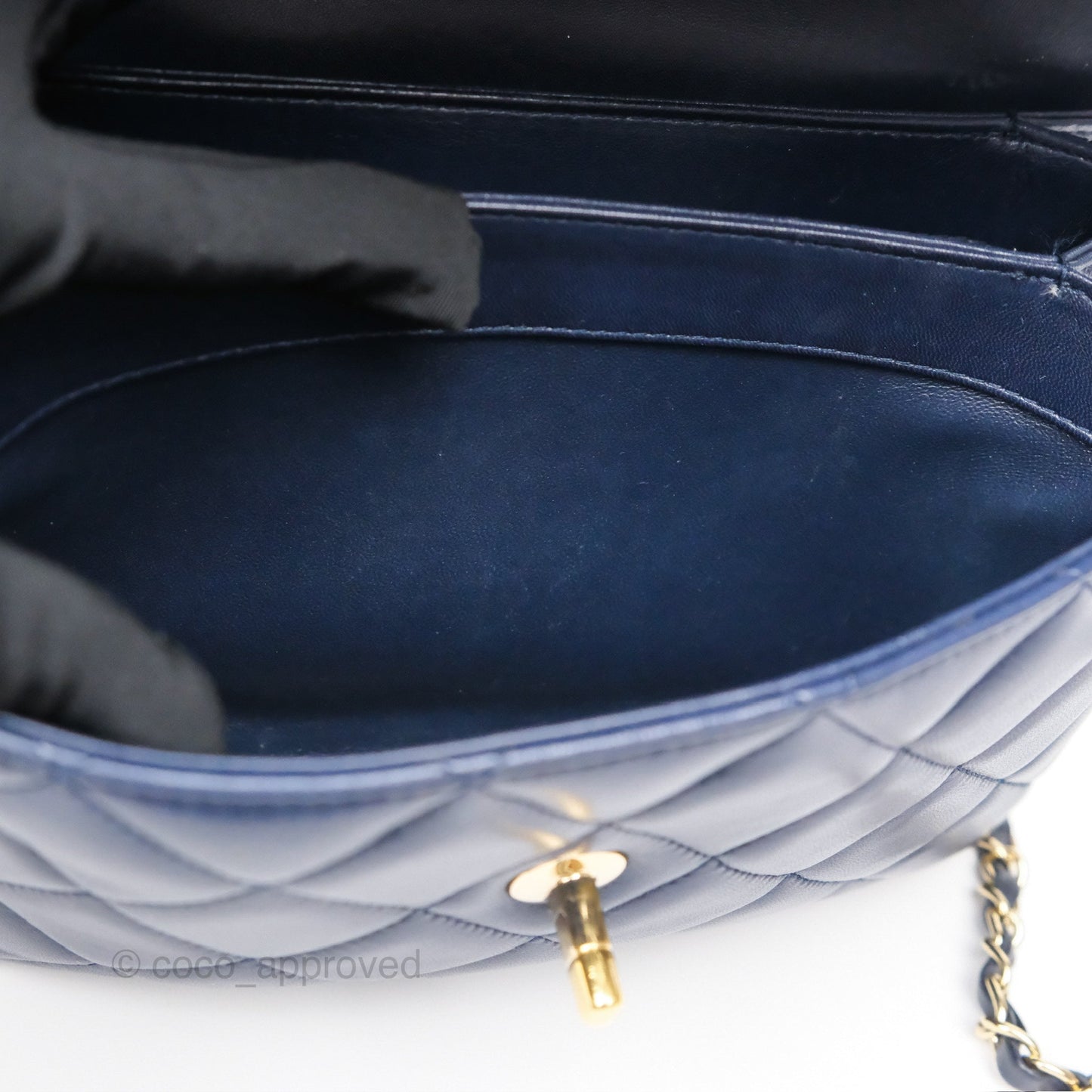 Chanel Small Trendy CC Navy Lambskin Gold Hardware