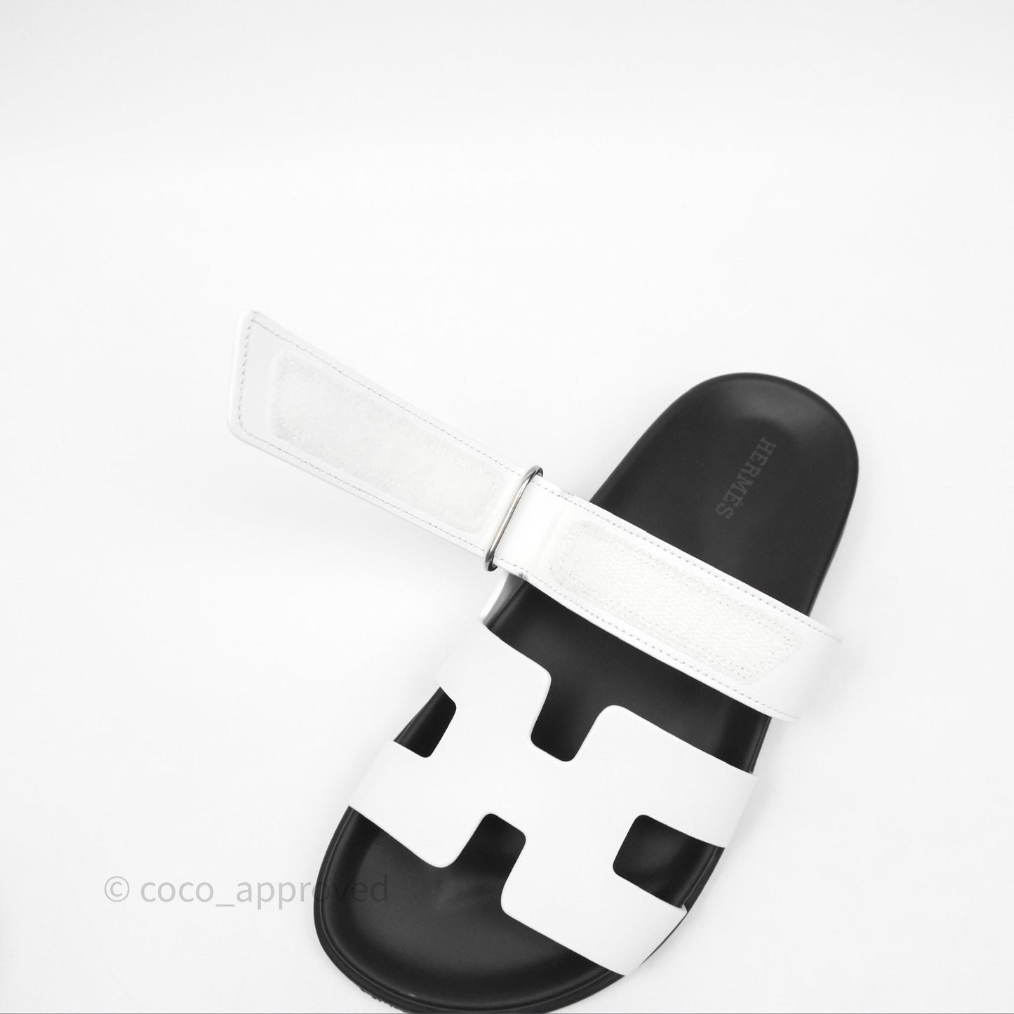 Hermès Chypre Sandal Calfskin Black/White Size 36
