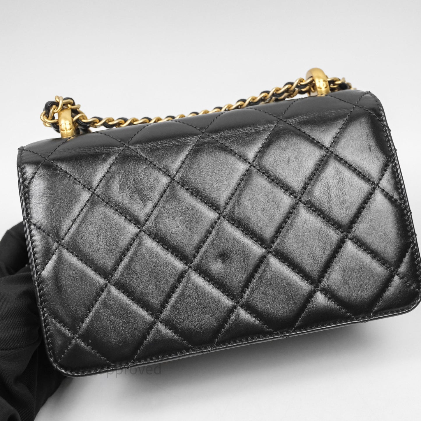 Chanel Mini Perfect Fit Adjustable Chain Black Calfskin Aged Gold Hardware