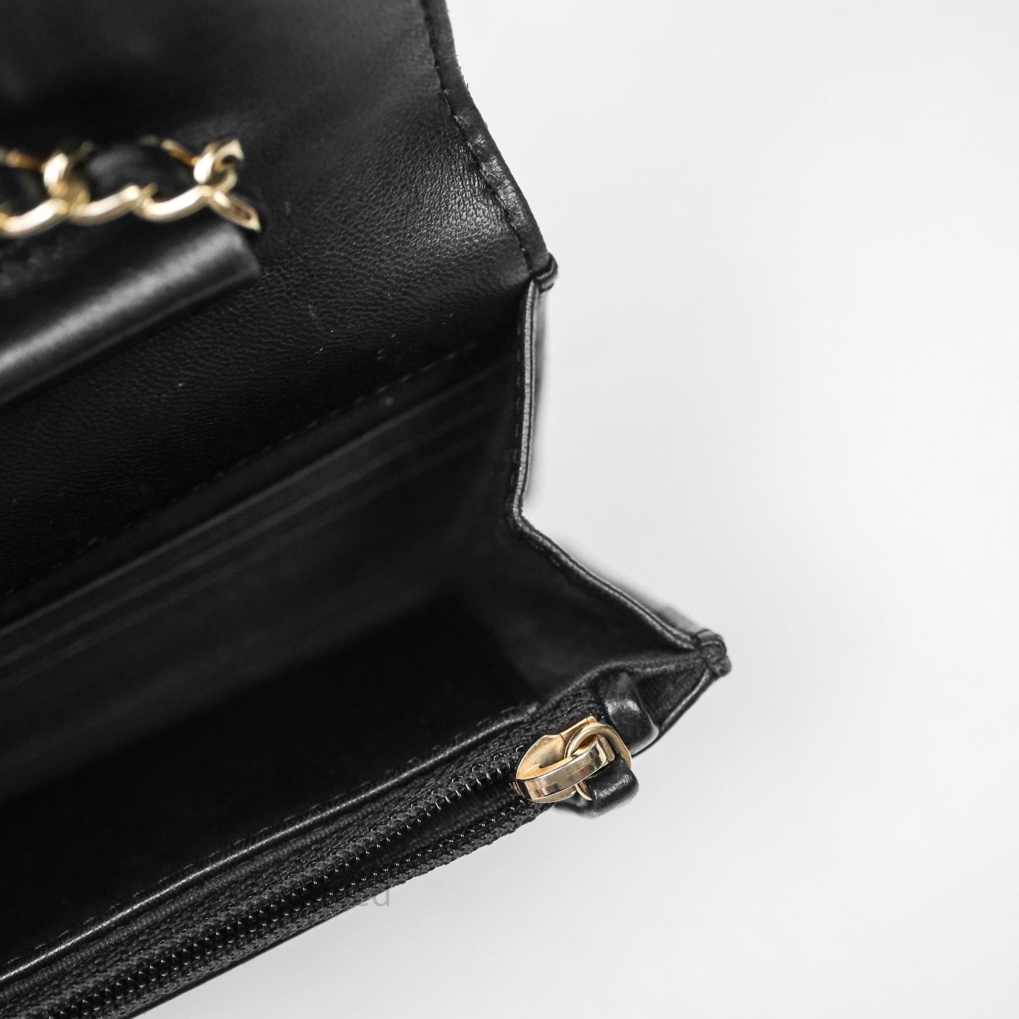 Chanel Black Quilted Lambskin Boy Wallet on Chain Gold Hardware
