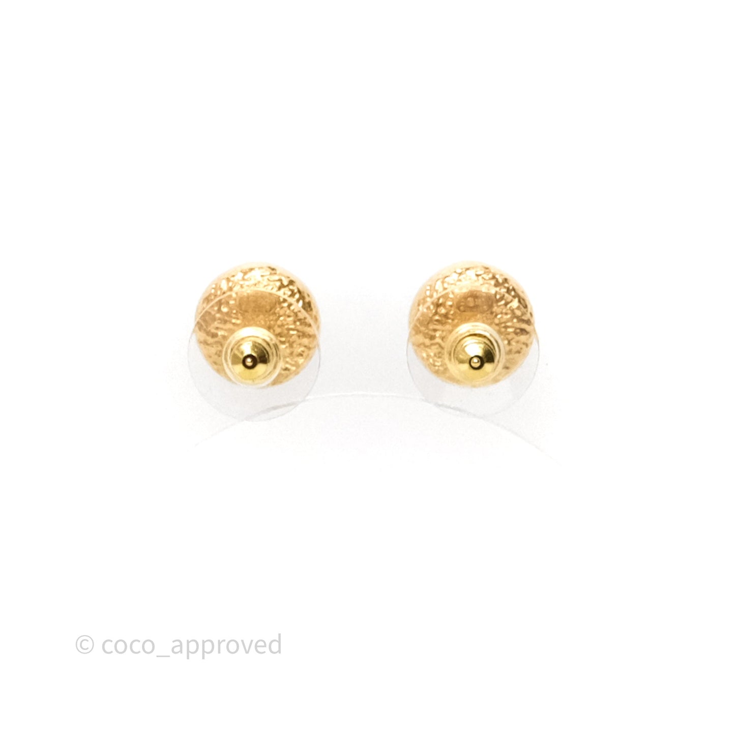 Chanel CC Pink Round Earrings Gold Tone 26C