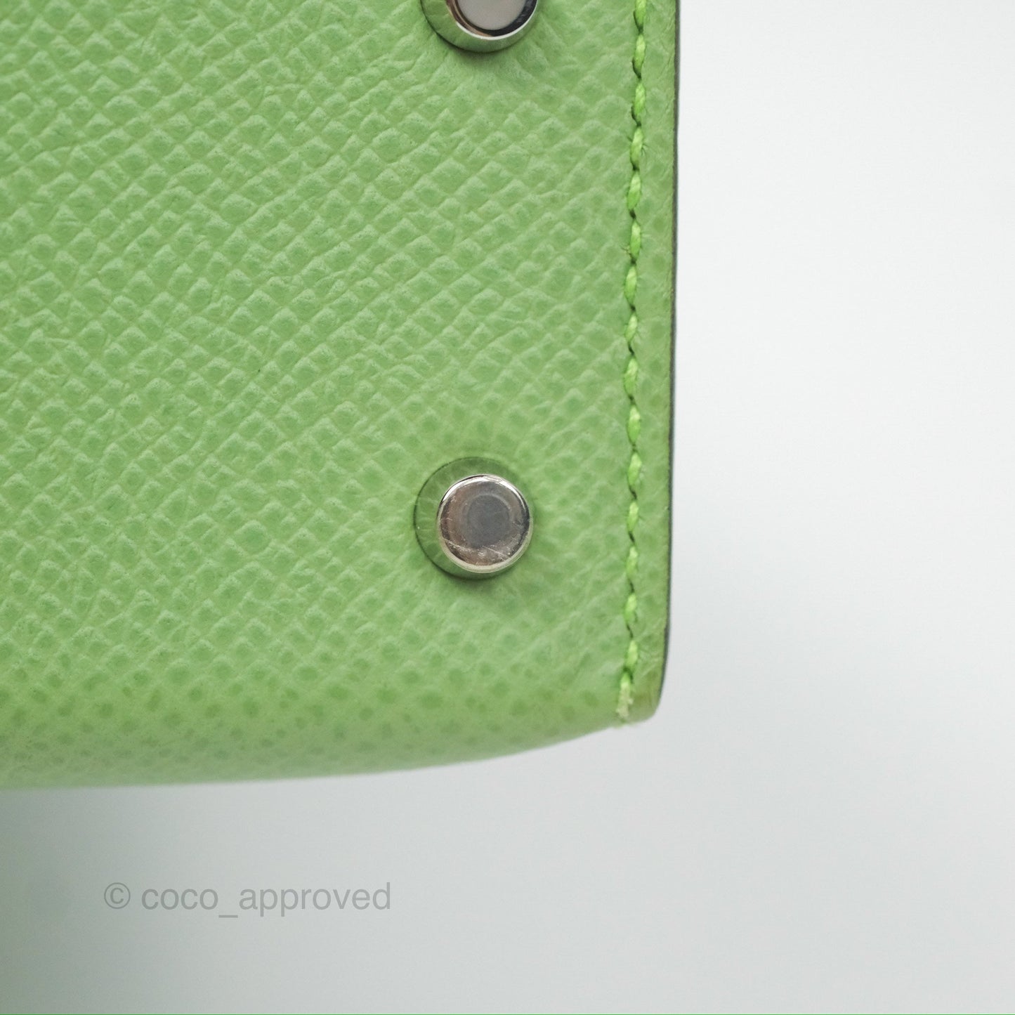 Hermès Mini Kelly II Vert Criquet Epsom Palladium Hardware