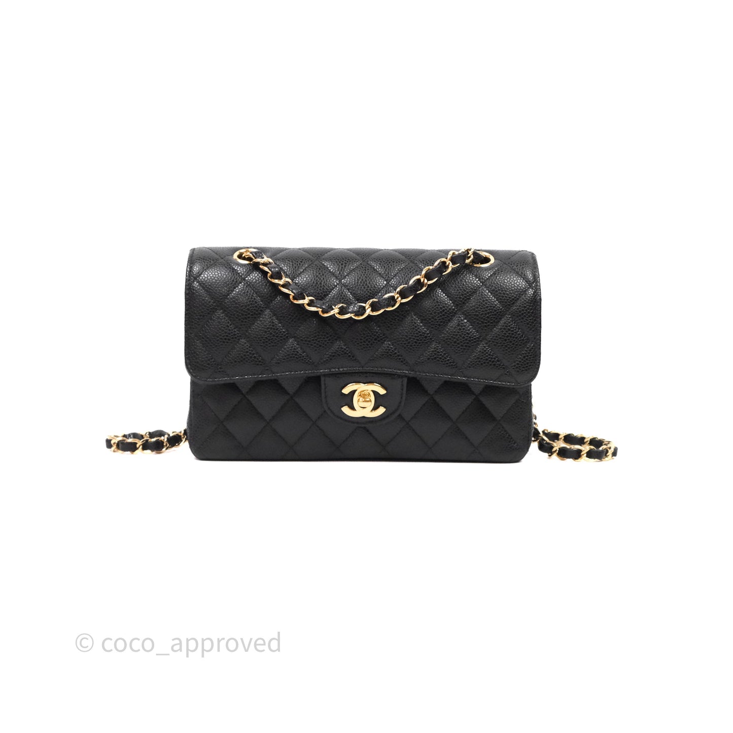 Chanel Small S/M Classic Flap Quilted Black Caviar Gold Hardware