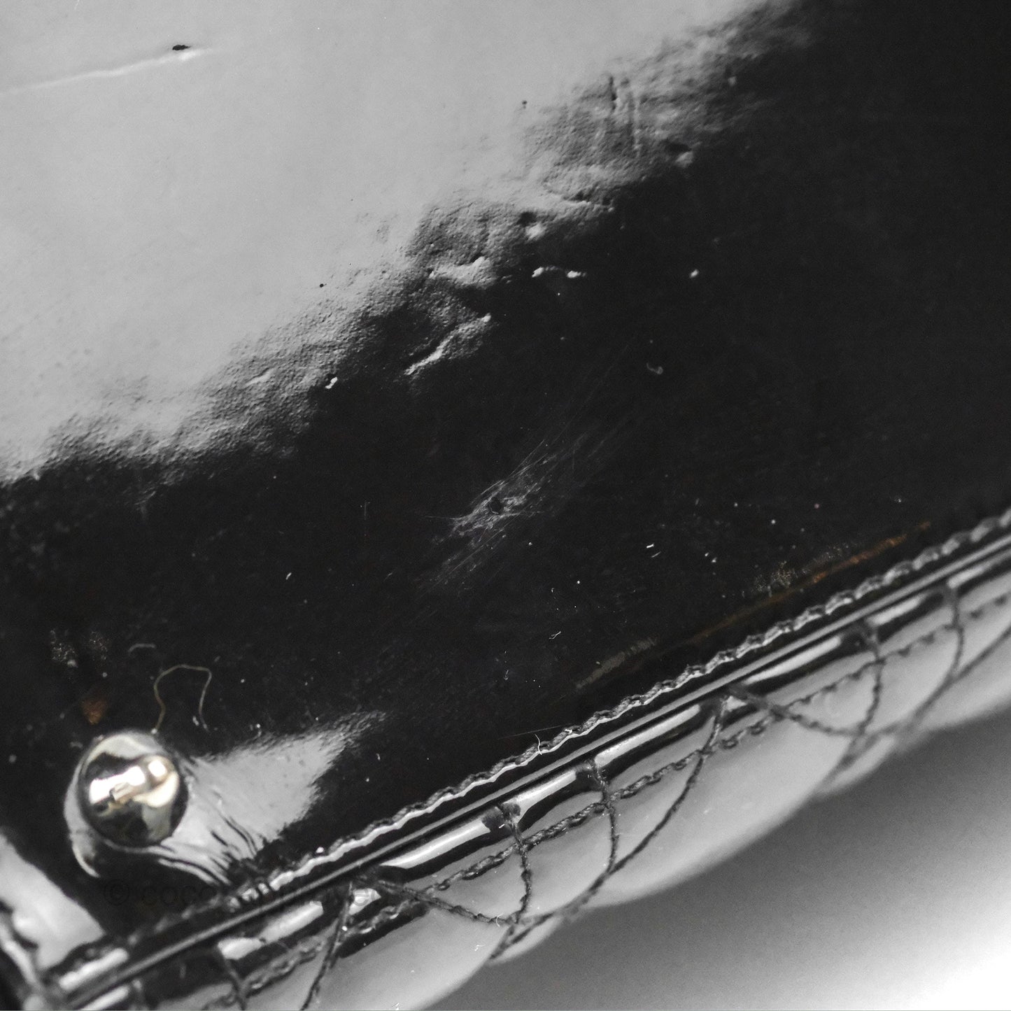 Christian Dior Medium Lady Dior Black Patent Silver Hardware