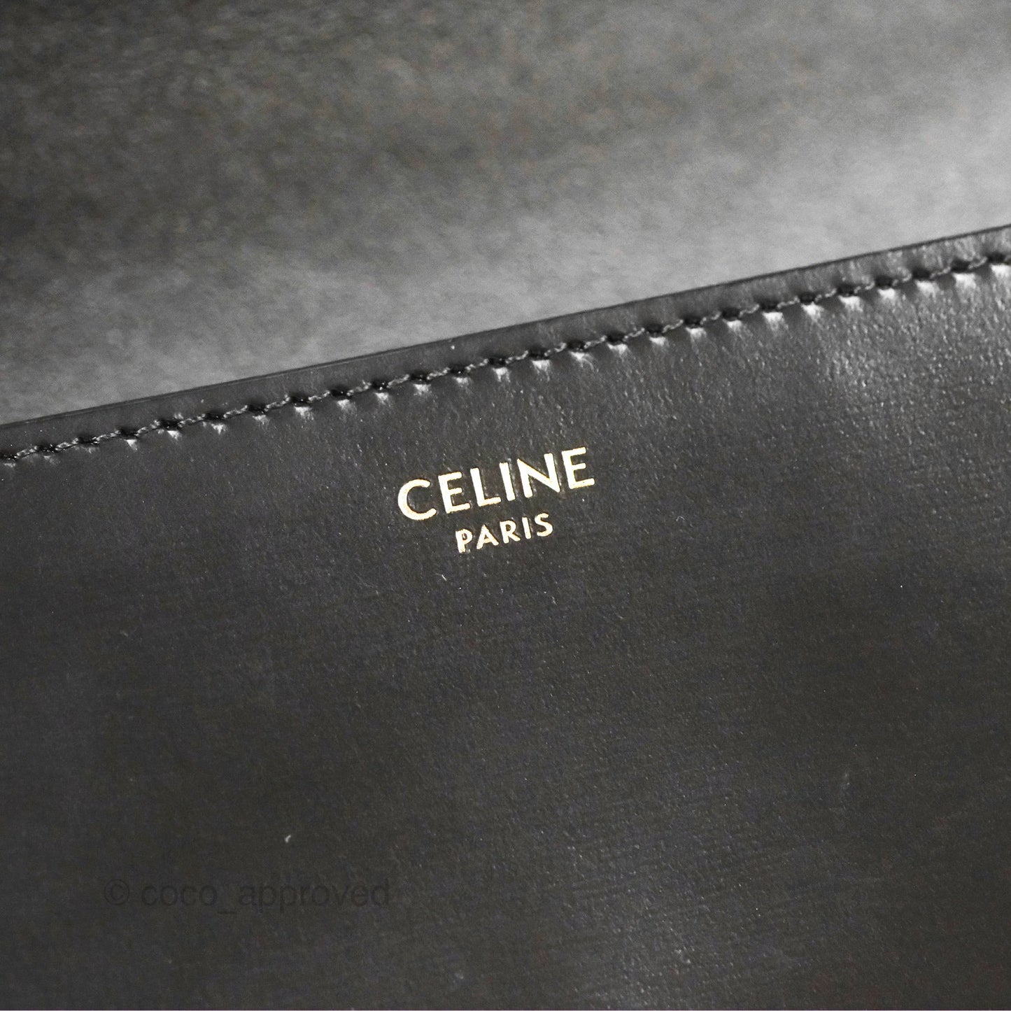 Celine Triomphe Chain Shoulder Bag Black Shiny Calfskin