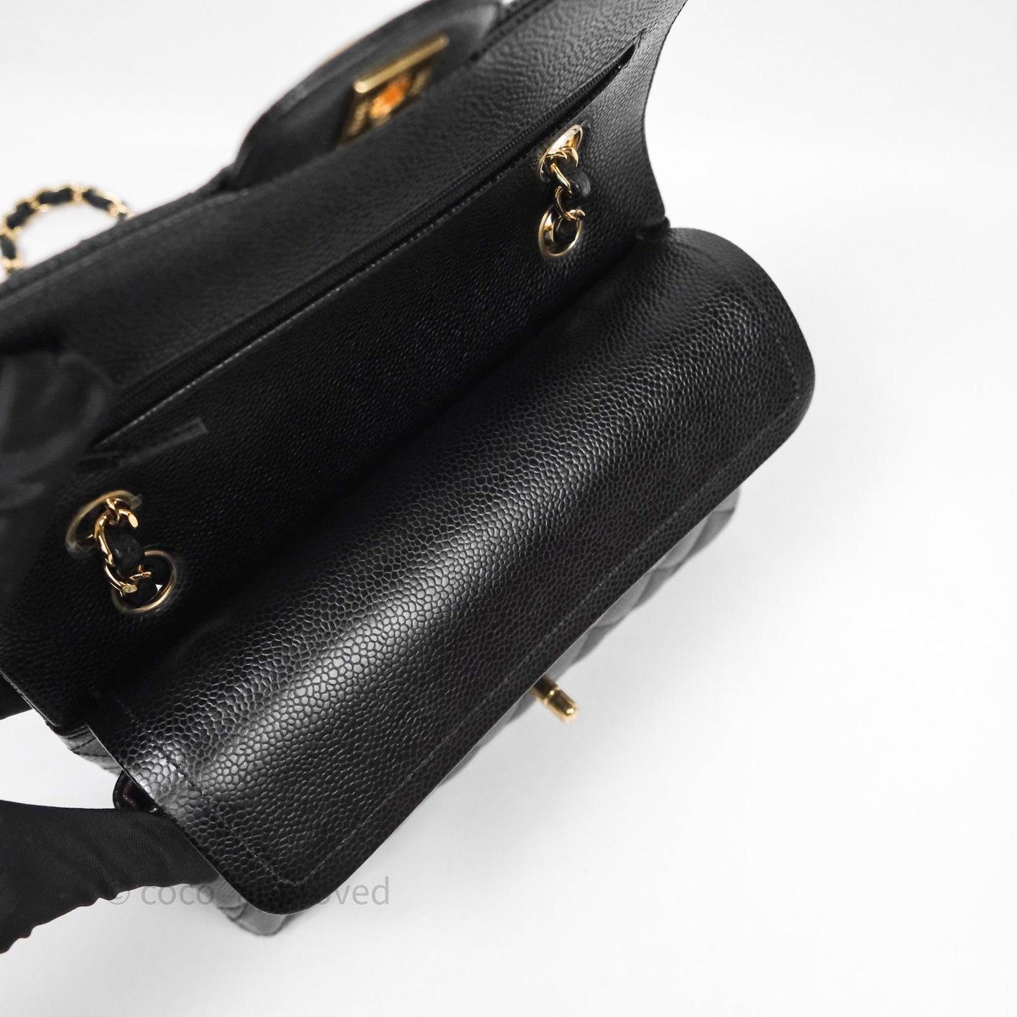 Chanel Small Classic Flap Quilted Black Caviar Gold Hardware