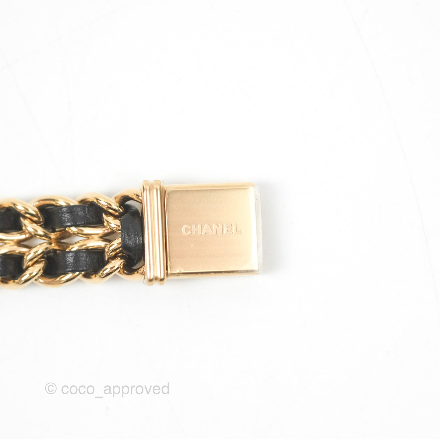 Chanel Première Watch Black Leather Gold Tone Size S