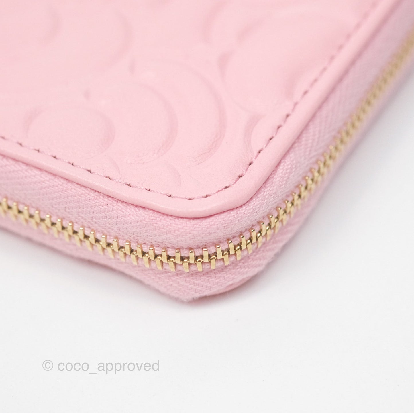 Chanel Key Holder Case Pink Camellia Embossed Lambskin Gold Hardware