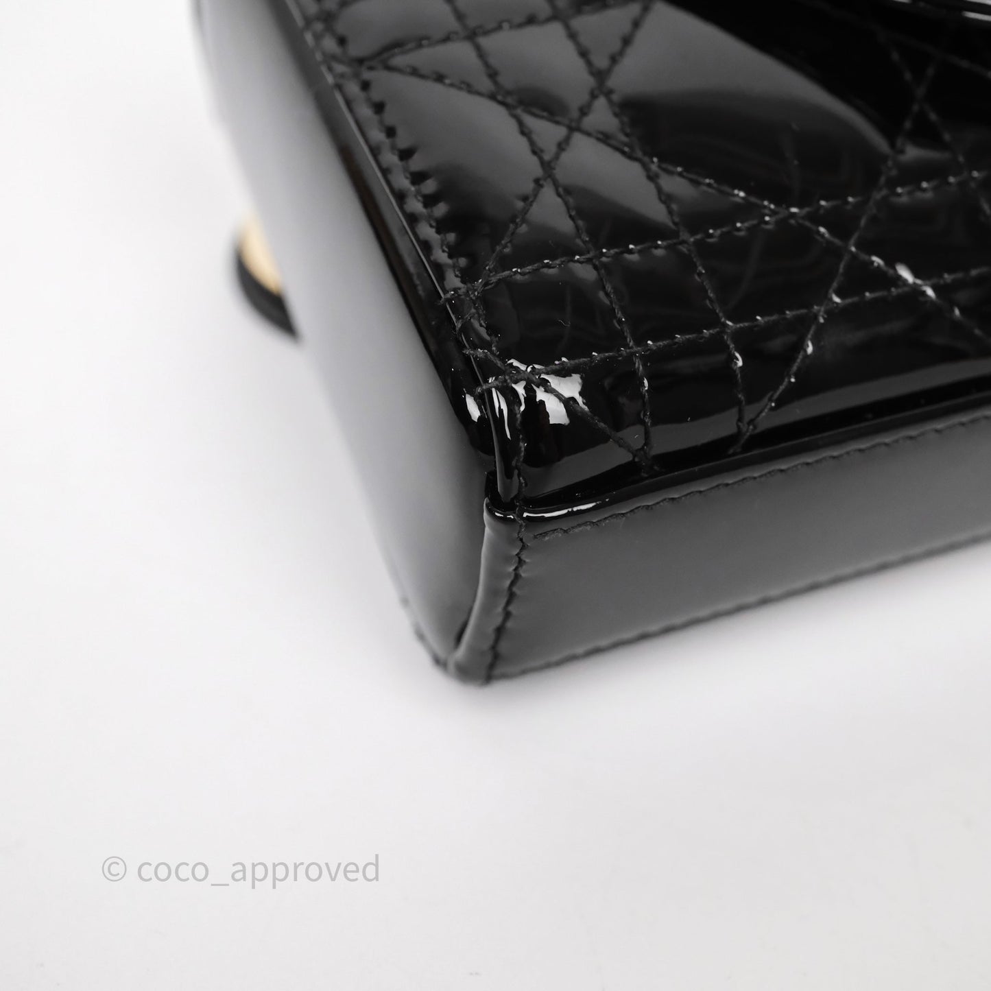 Christian Dior Micro Lady D-Joy Bag Black Patent Cannage Calfskin Gold Hardware