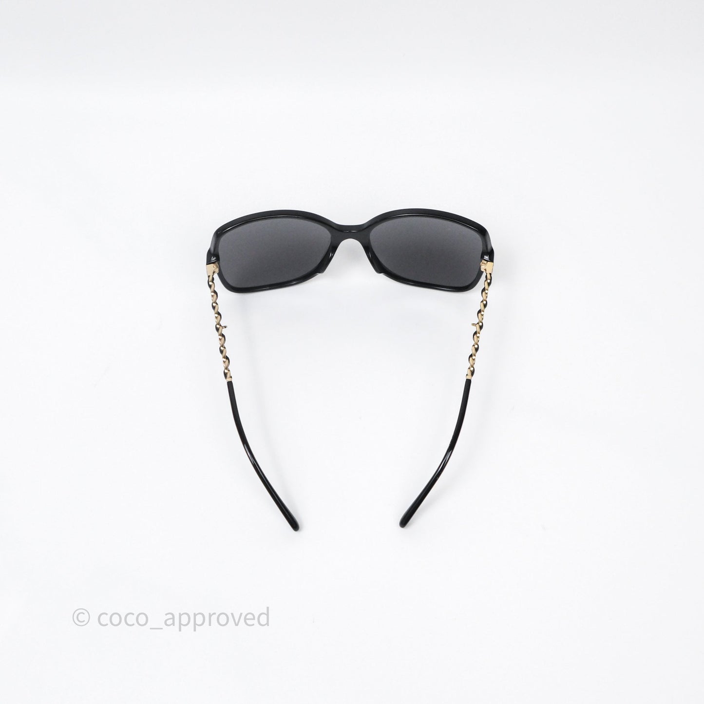 Chanel CC Chain-Link Square Sunglasses Black