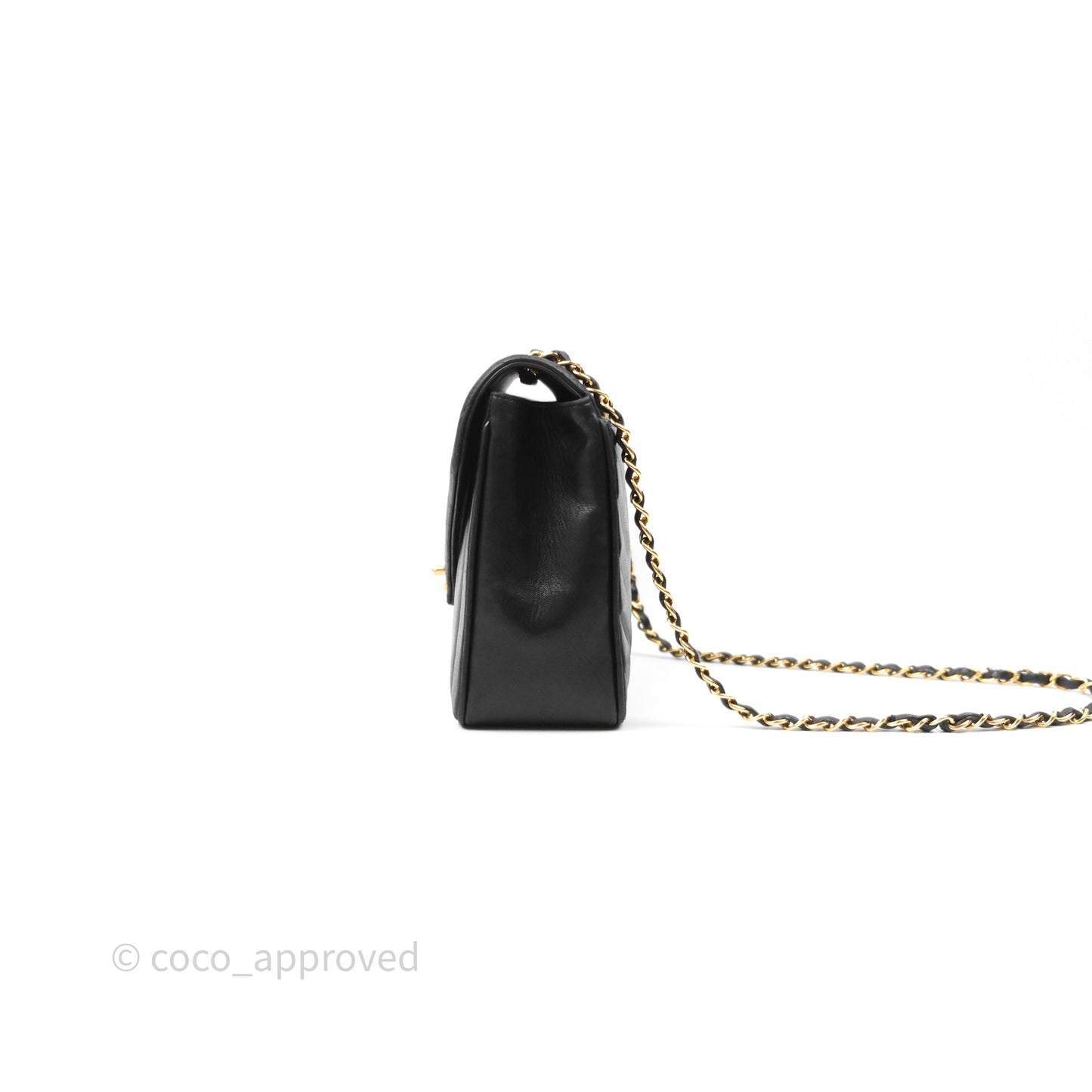 Chanel Vintage Chevron Envelope Flap Bag Black Lambskin 24K Gold Hardware