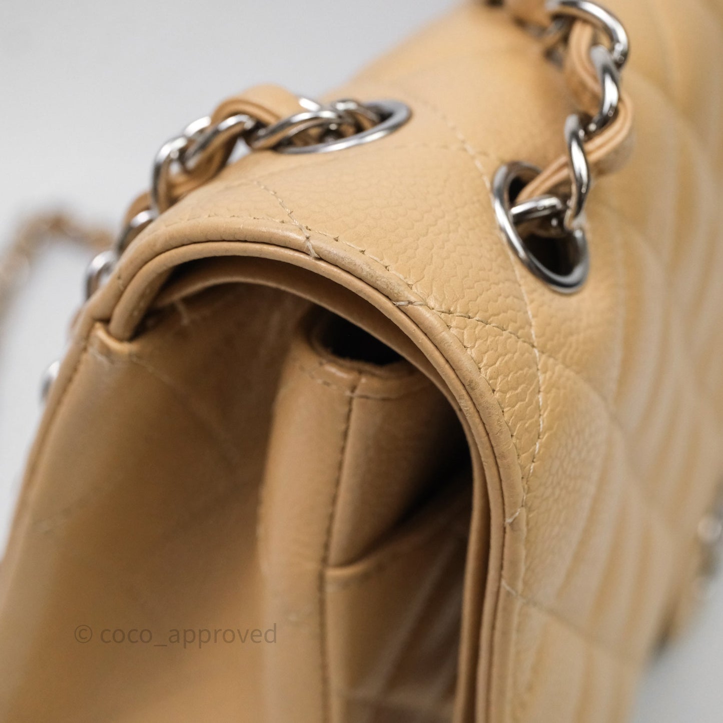 Chanel Jumbo Double Flap Beige Caviar Silver Hardware⁣⁣