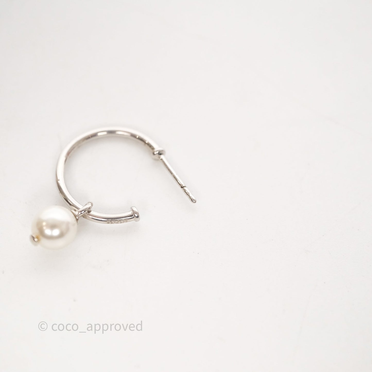 Christian Dior Crystal Pearl Drop Petit CD Earrings Silver Tone