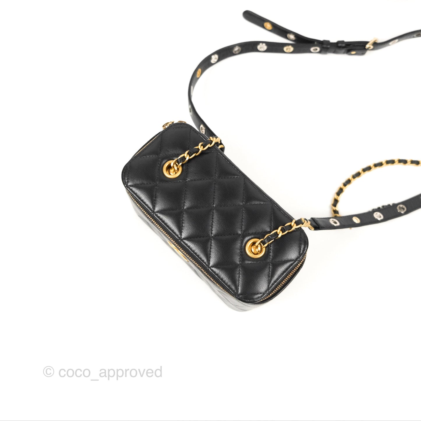 Chanel Vanity With Chain Black Goatskin Aged Gold Hardware