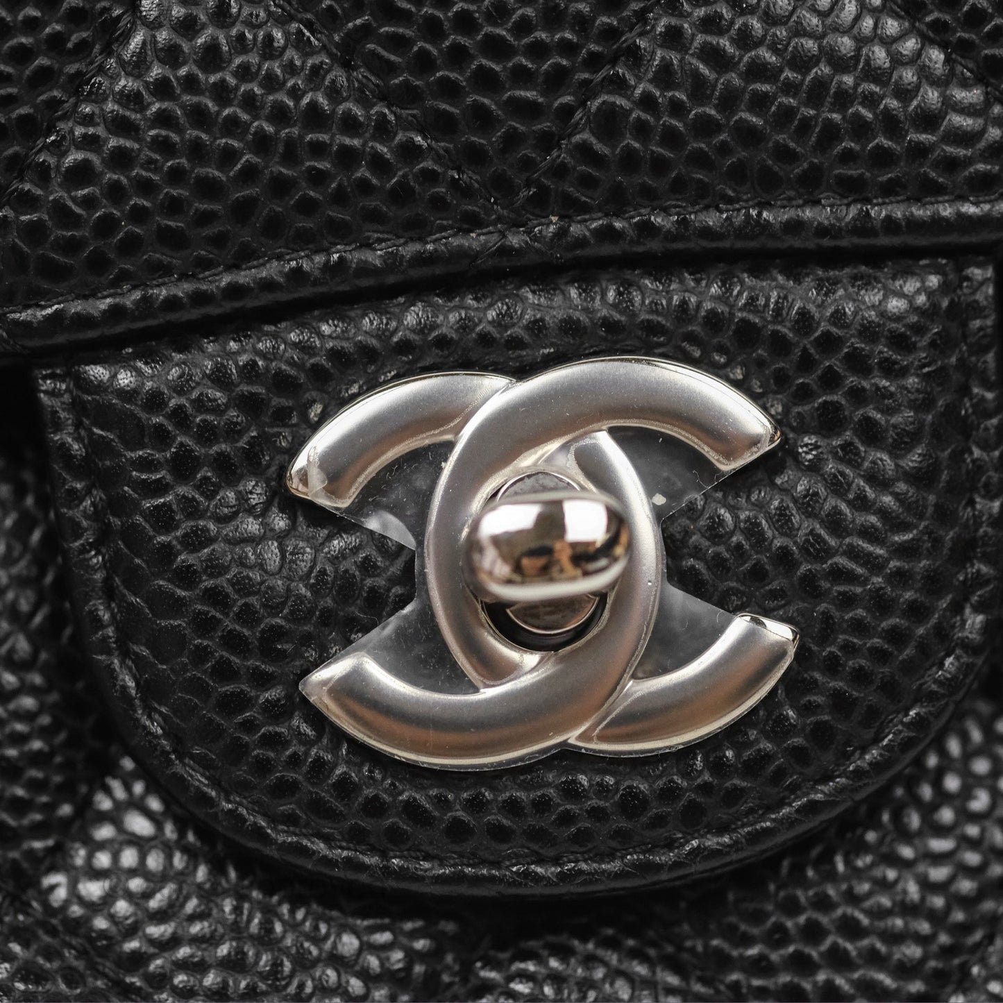 Chanel Classic M/L Medium Flap Quilted Black Caviar Silver Hardware