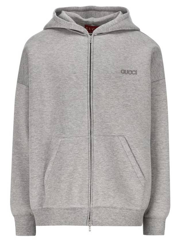 Luxury Gucci Trending 2025 Embroidered Logo Zip-Up Hoodie Grey