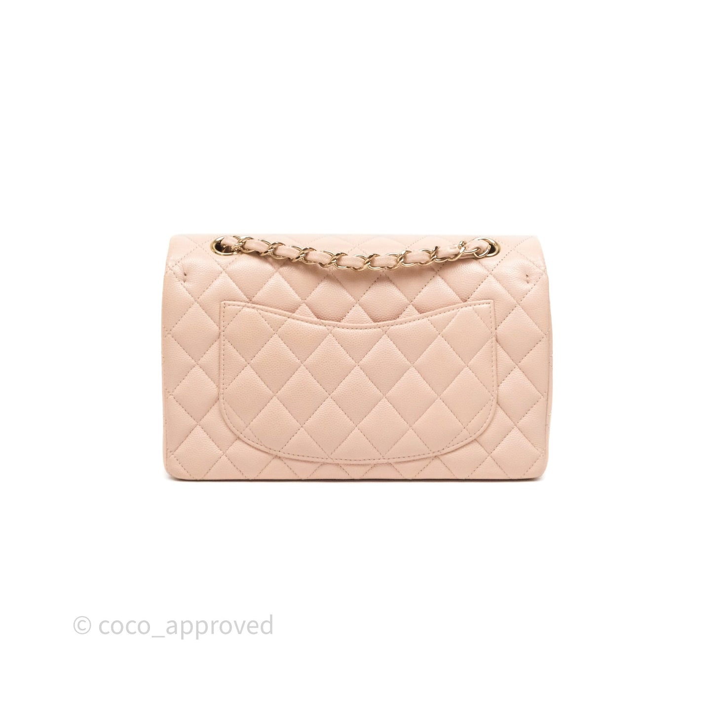 Chanel Small Classic Flap Quilted Rose Clair Caviar Gold Hardware
