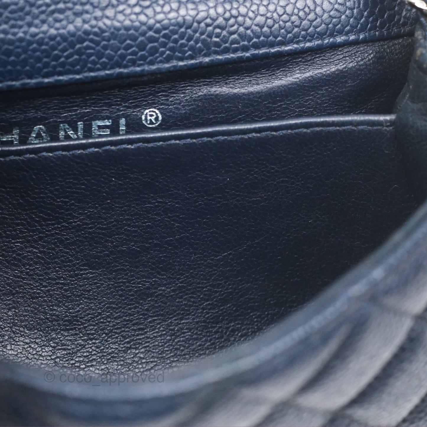 Chanel Quilted Extra Mini Rectangular Flap Dark Navy Caviar Silver Hardware