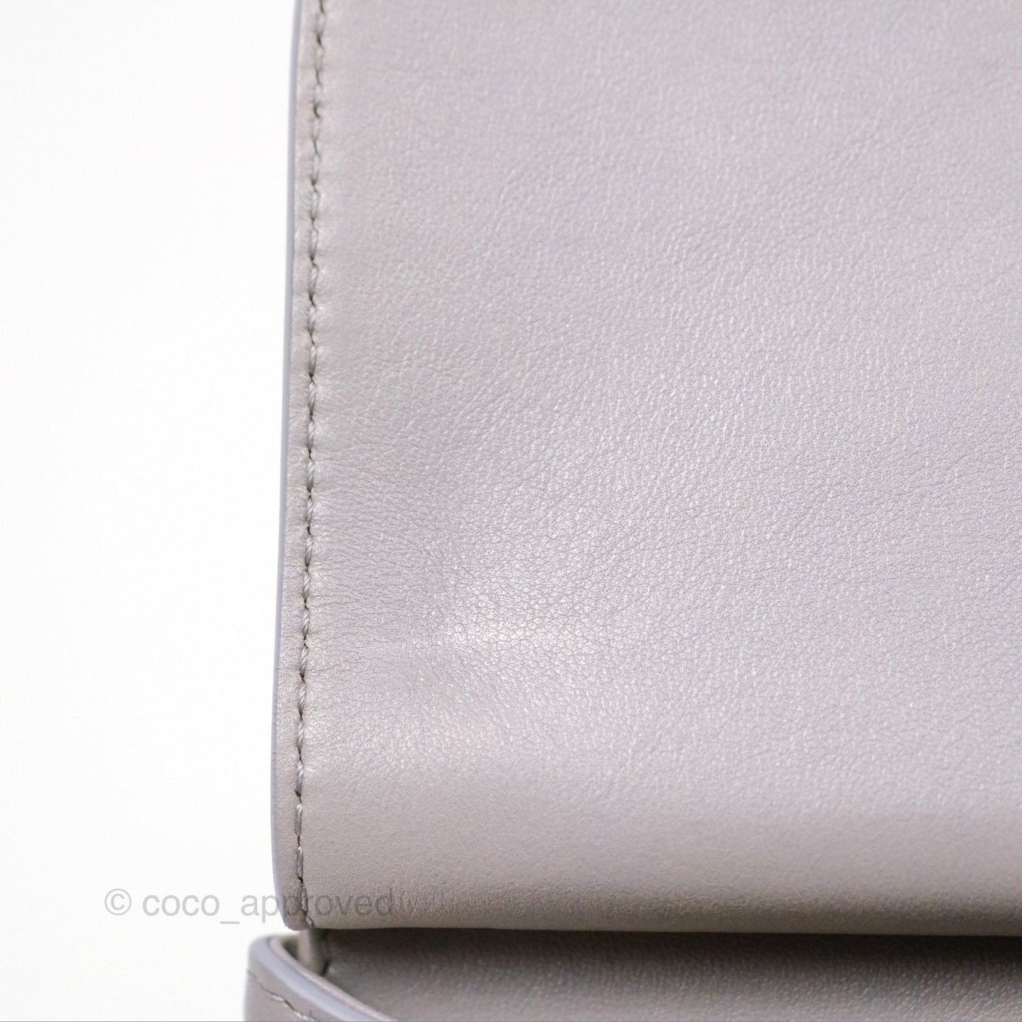Chanel Small Quilted Coco Luxe Flap Bag Grey Calfskin Aged Gold Hardware