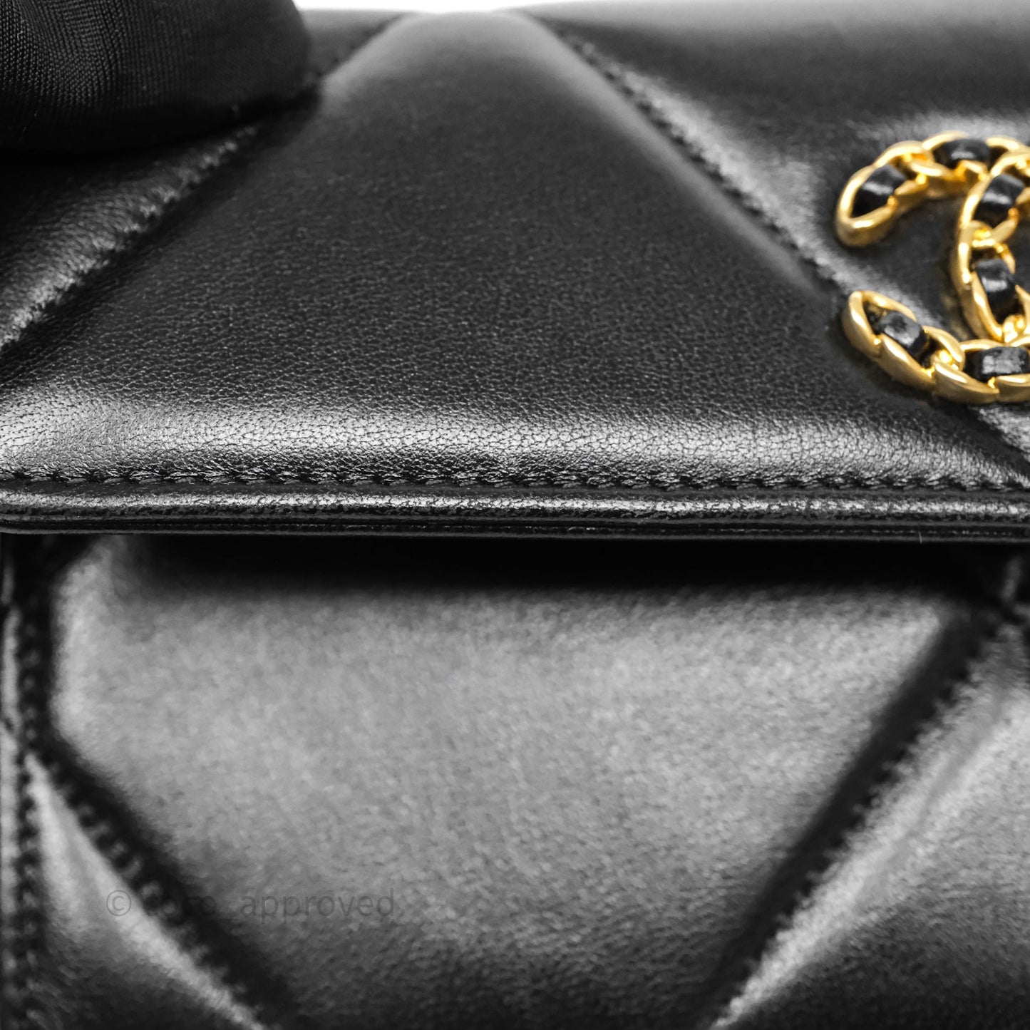 Chanel Quilted 19 Flap Long Wallet Black Lambskin Aged Gold Hardware