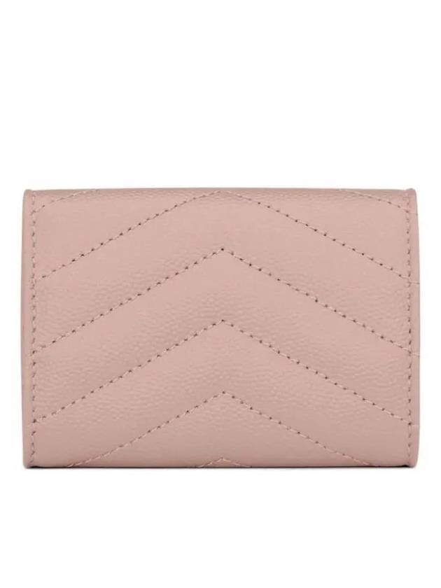 Luxury Saint Laurent Monogram Quilted Mini Half Wallet Pale Pink