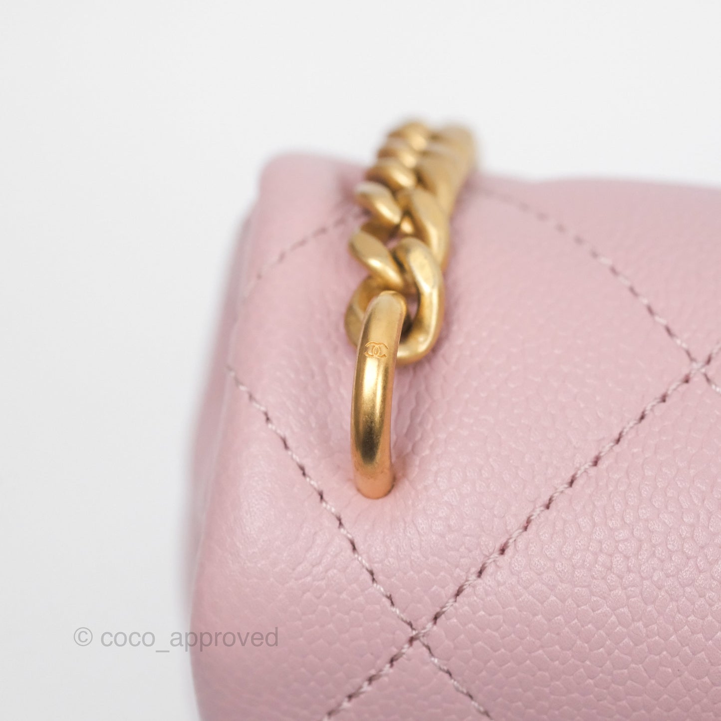 Chanel Mini Flap Bag Heart Adjustable Chain Dusty Pink Caviar Aged Gold Hardware