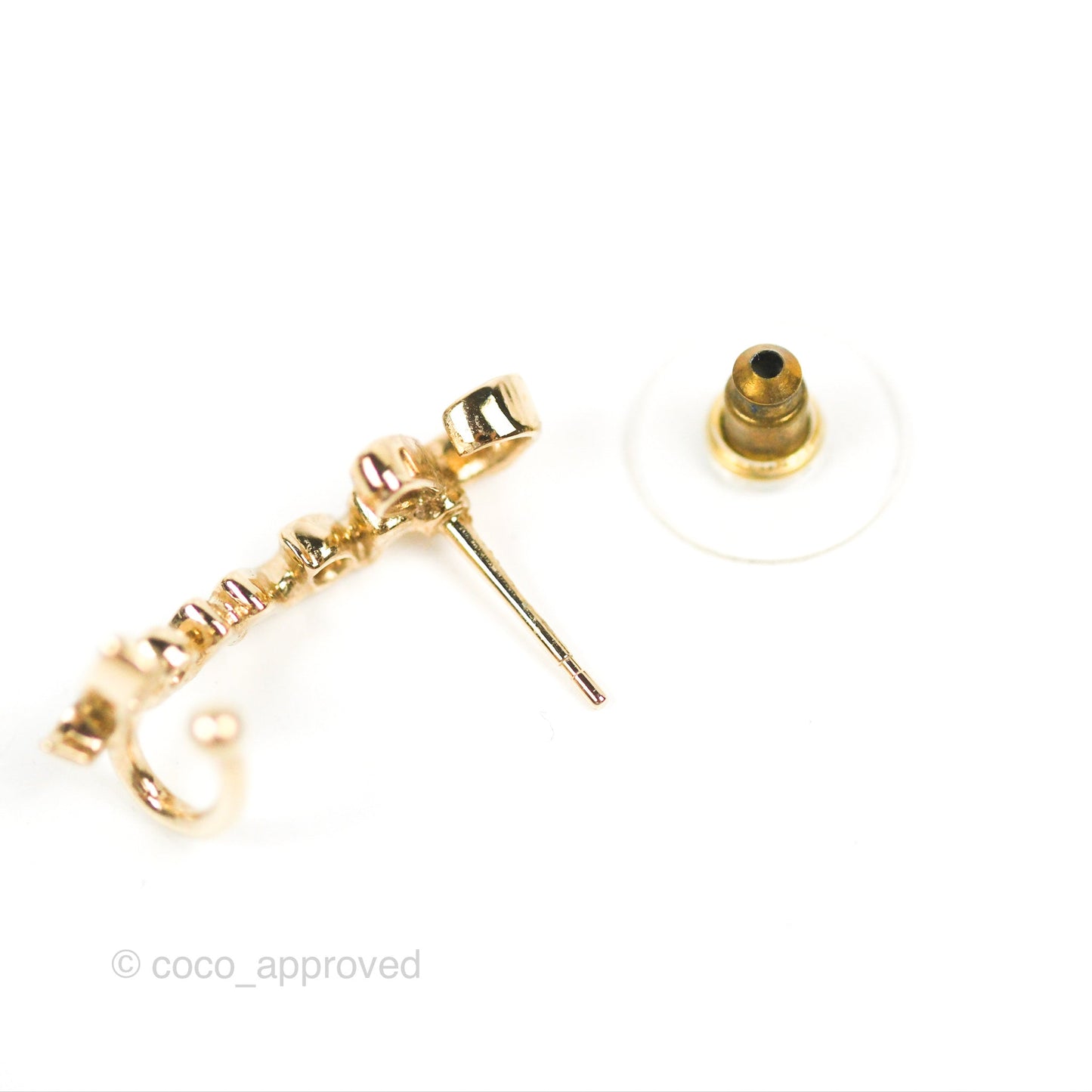 Chanel CC Coco Crystal Earrings Ear Cuff Gold Tone 22P