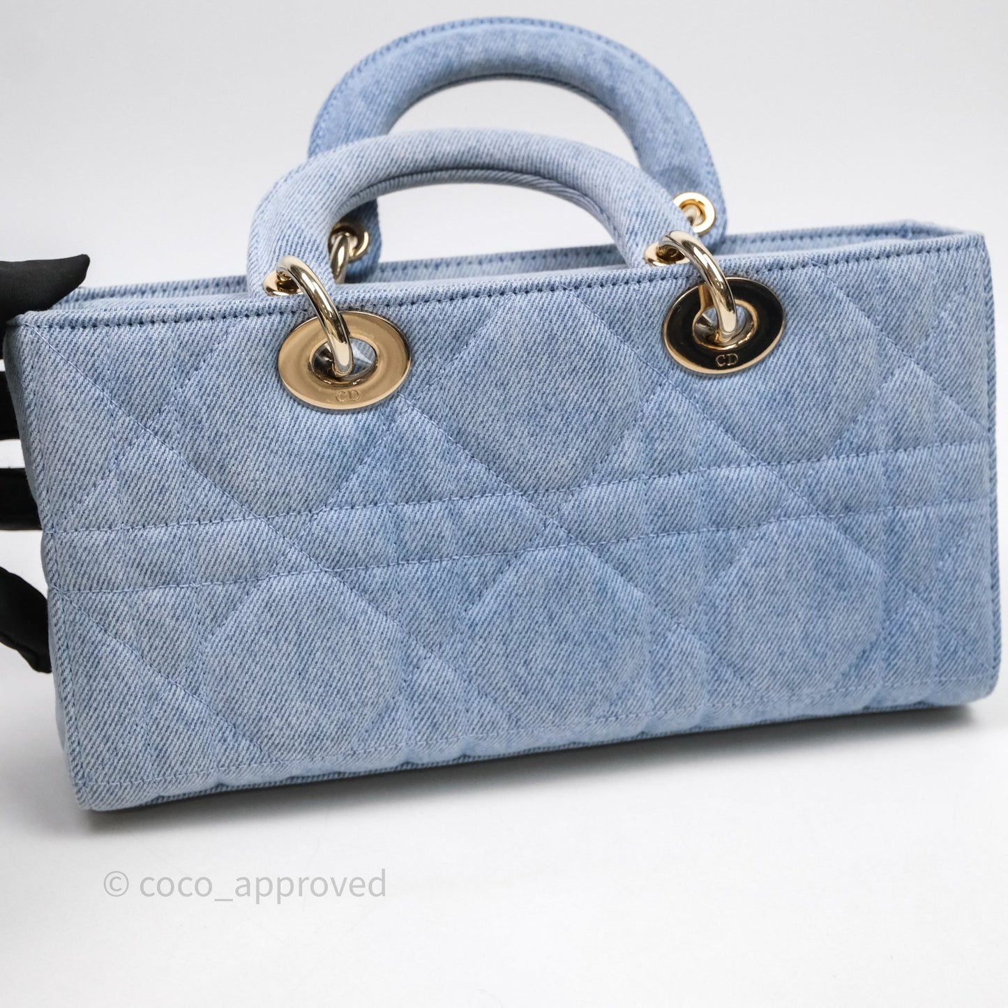 Christian Dior Medium Lady D-Joy Bag Denim Cannage Gold Hardware