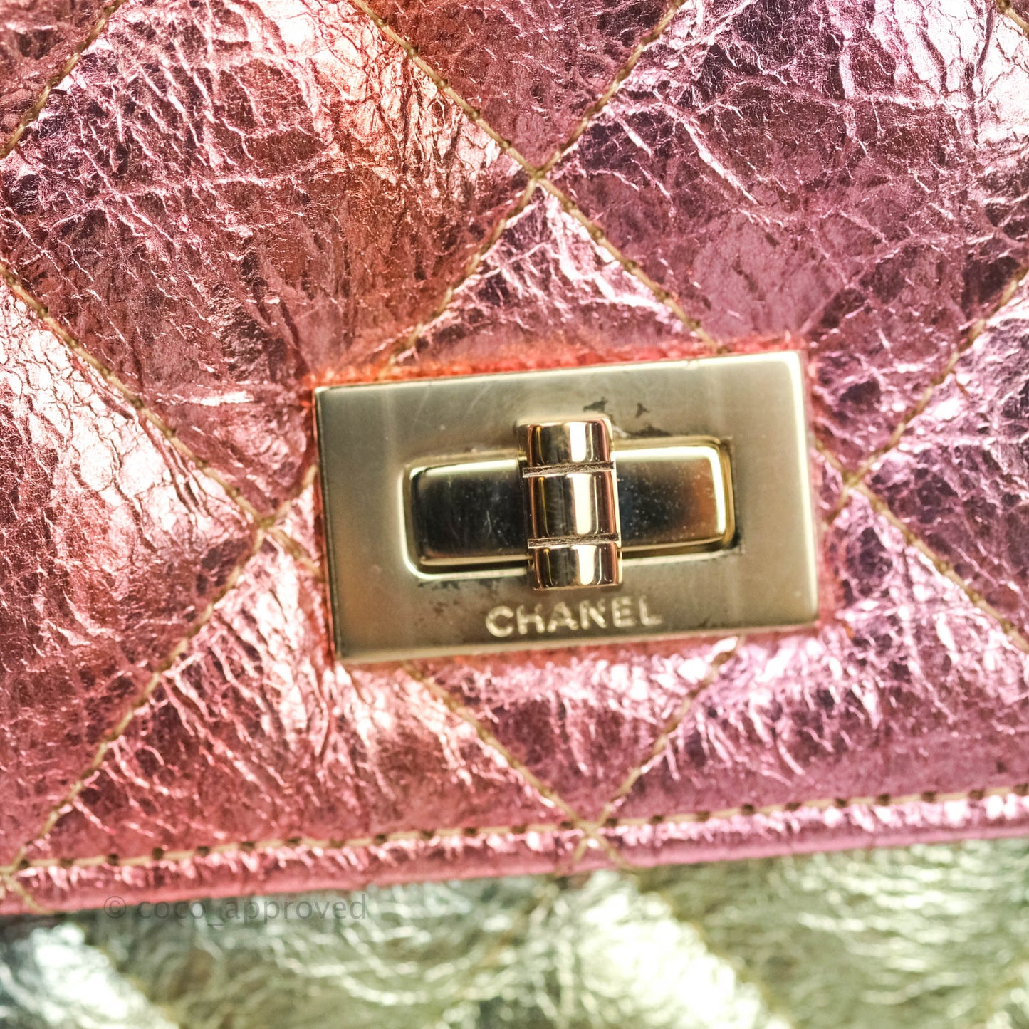 Chanel Quilted Reissue Wallet On Chain WOC Metallic Rainbow Aged Calfskin Gold Hardware