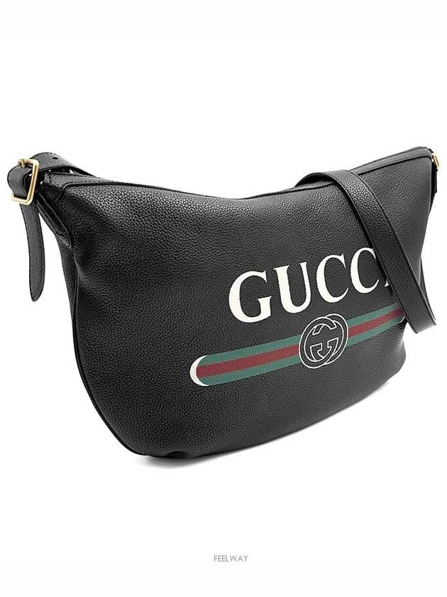 Luxury Gucci Trending 2025 Leather logo printing half moon hobo shoulder bag 523588