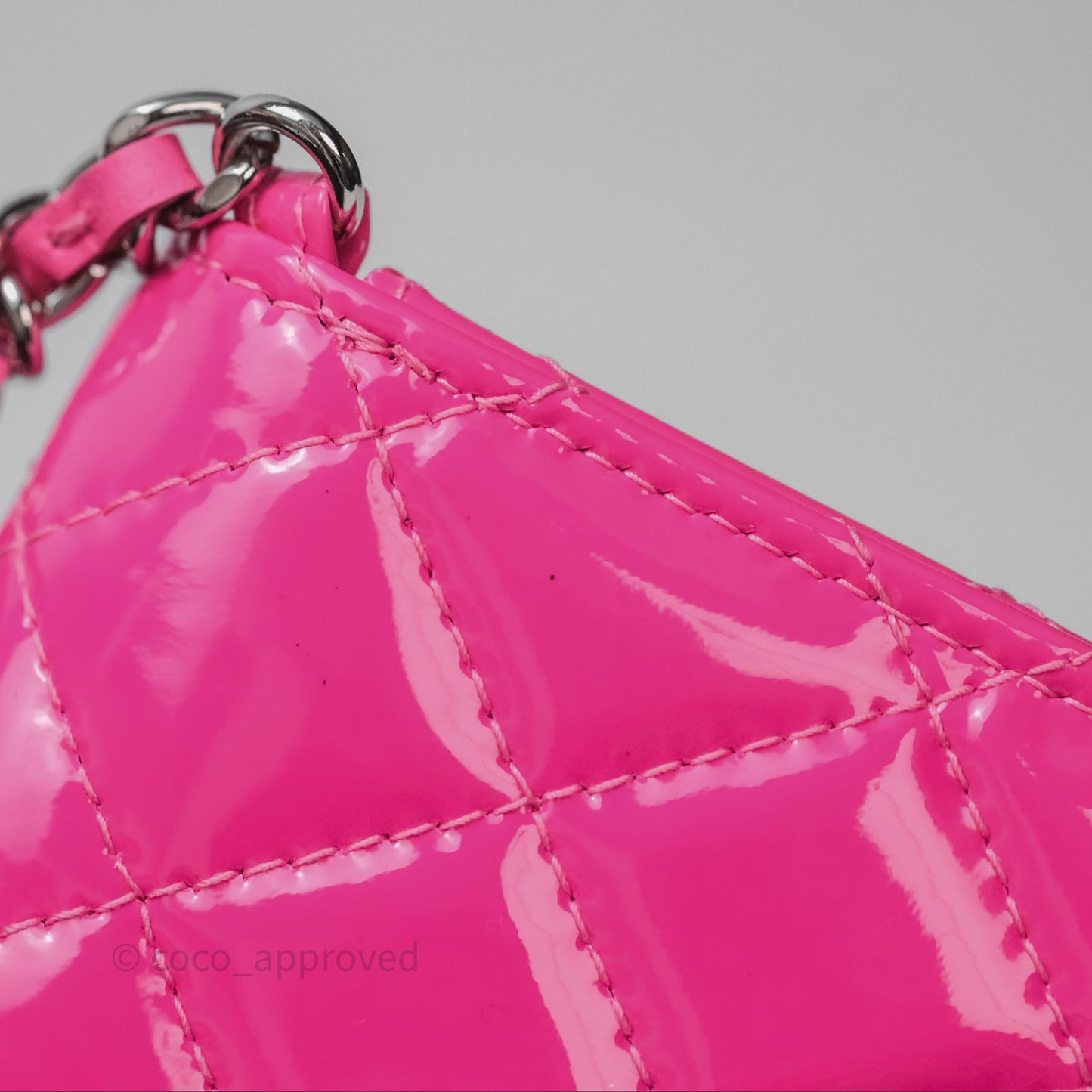 Chanel Double Waist Belt Bag Patent Pink / Black Silver Hardware