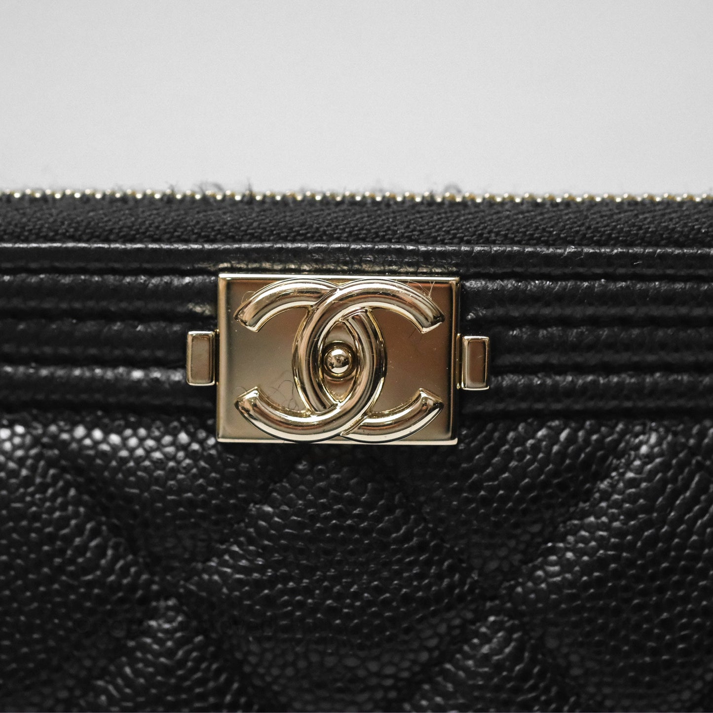 Chanel Medium O Case Boy Black Caviar Gold Hardware