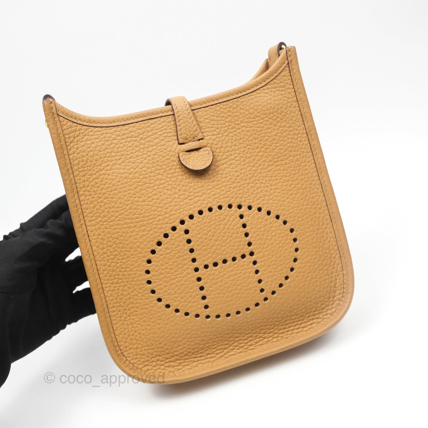 Hermès Mini Evelyne 16 Biscuit 48 Clemence Gold Hardware
