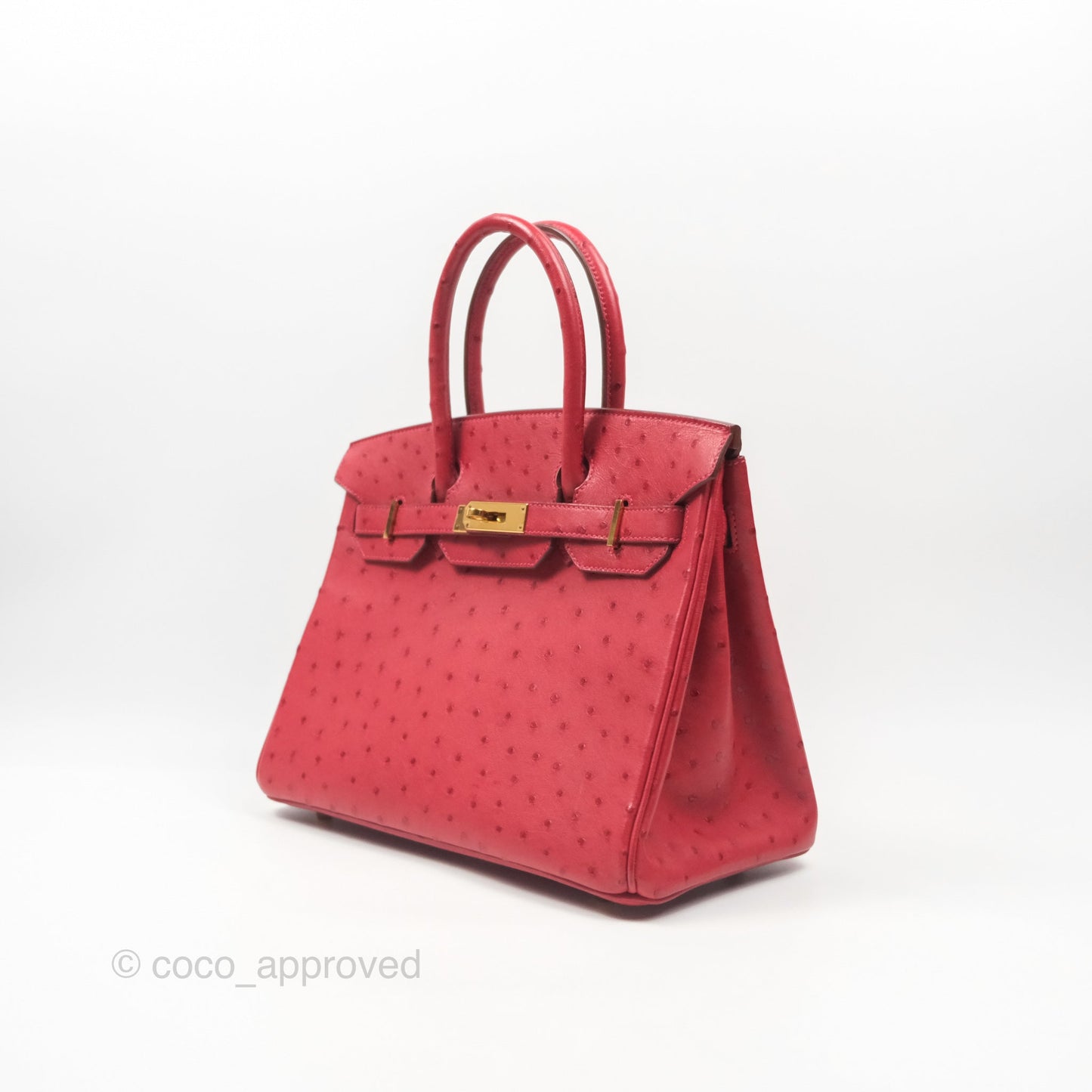 Hermès Birkin Retourne 30 Rouge Vif 53 Ostrich Gold Hardware