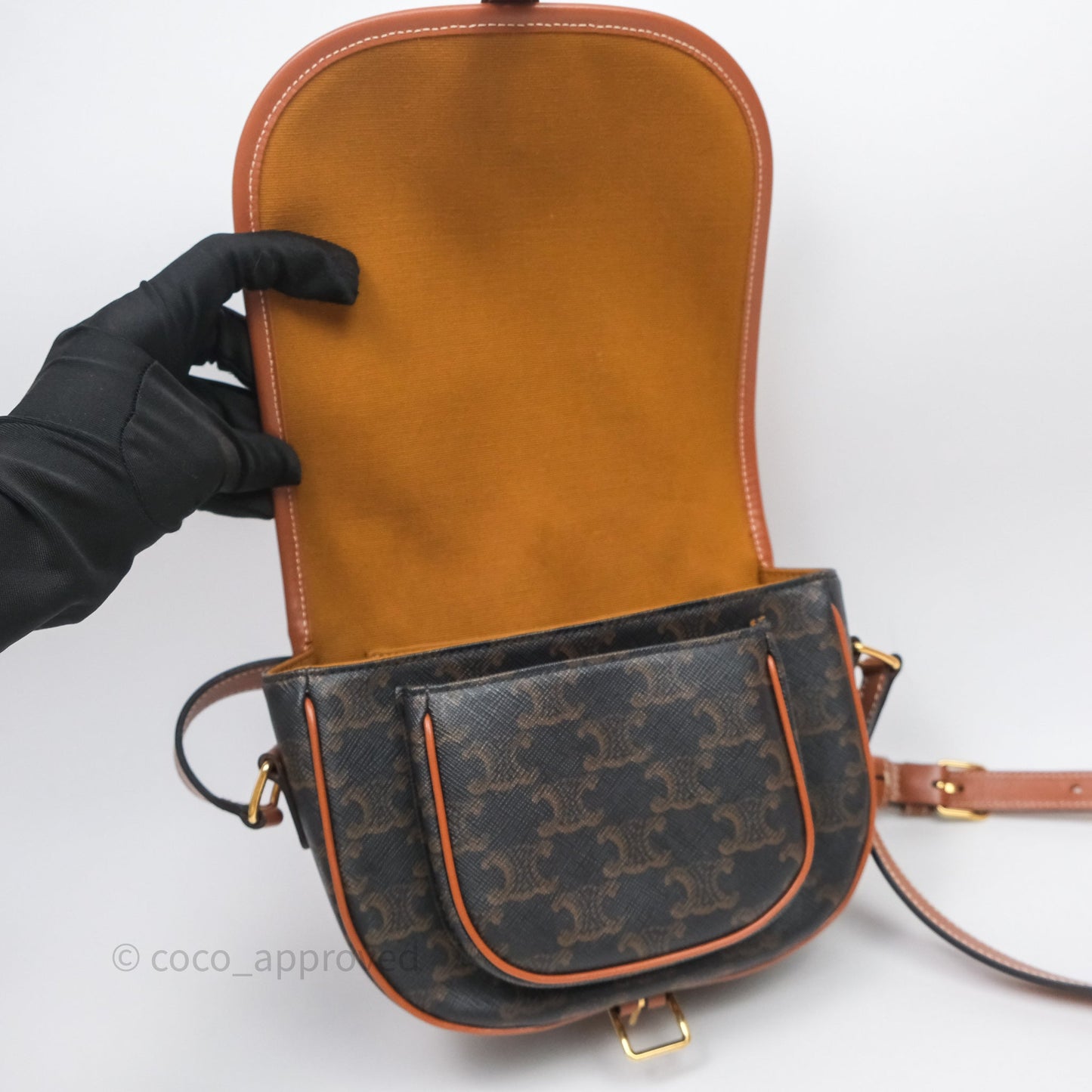 Celine Medium Folco Bag Triomphe Canvas Tan
