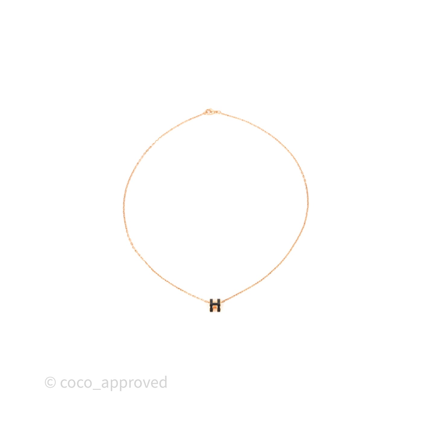 Hermès Mini Pop H Pendant Necklace Black Noir Rose Gold Hardware