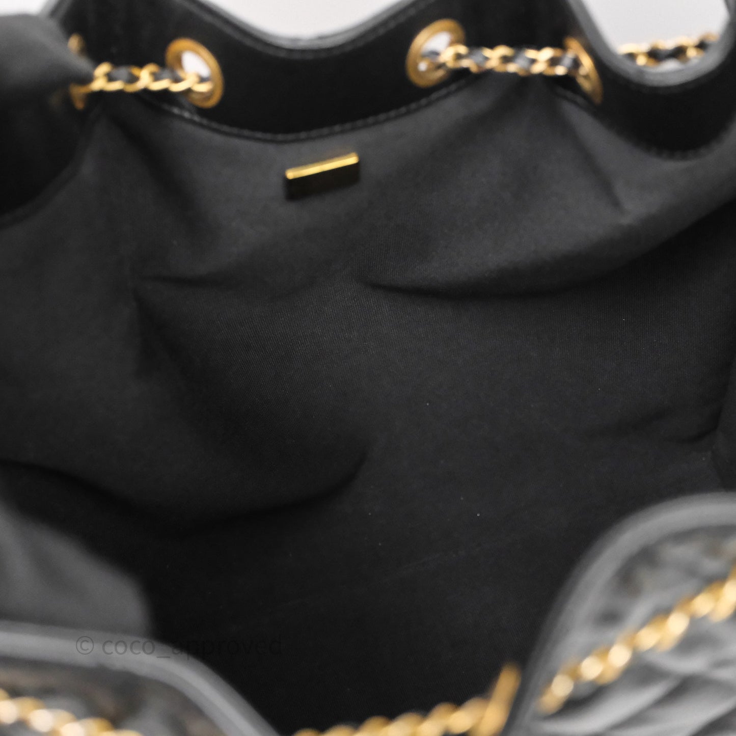 Chanel 25 Medium Black Crumpled Calfskin Aged Gold Hardware