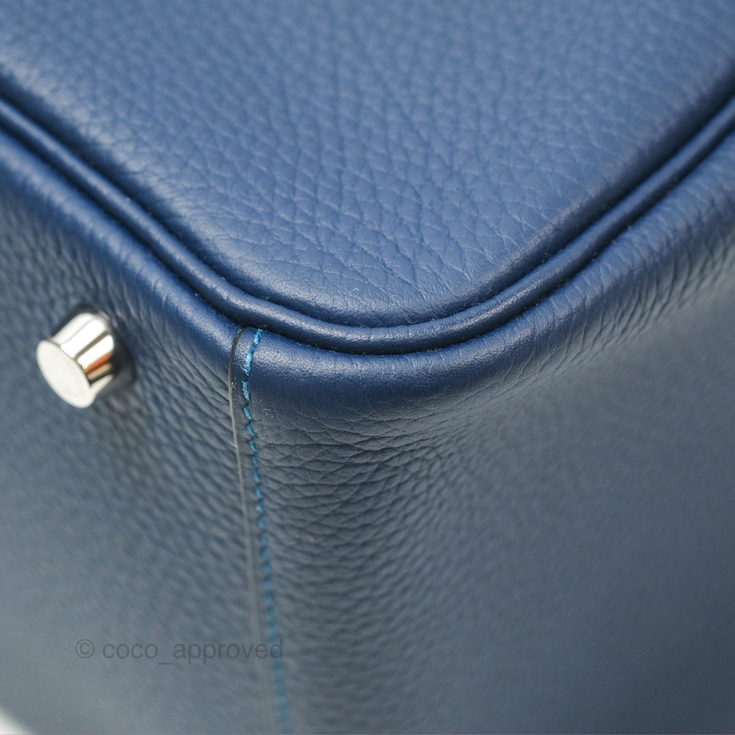 Hermès Lindy 30 Blue Saphir/ Blue Izmir Clemence Palladium Hardware