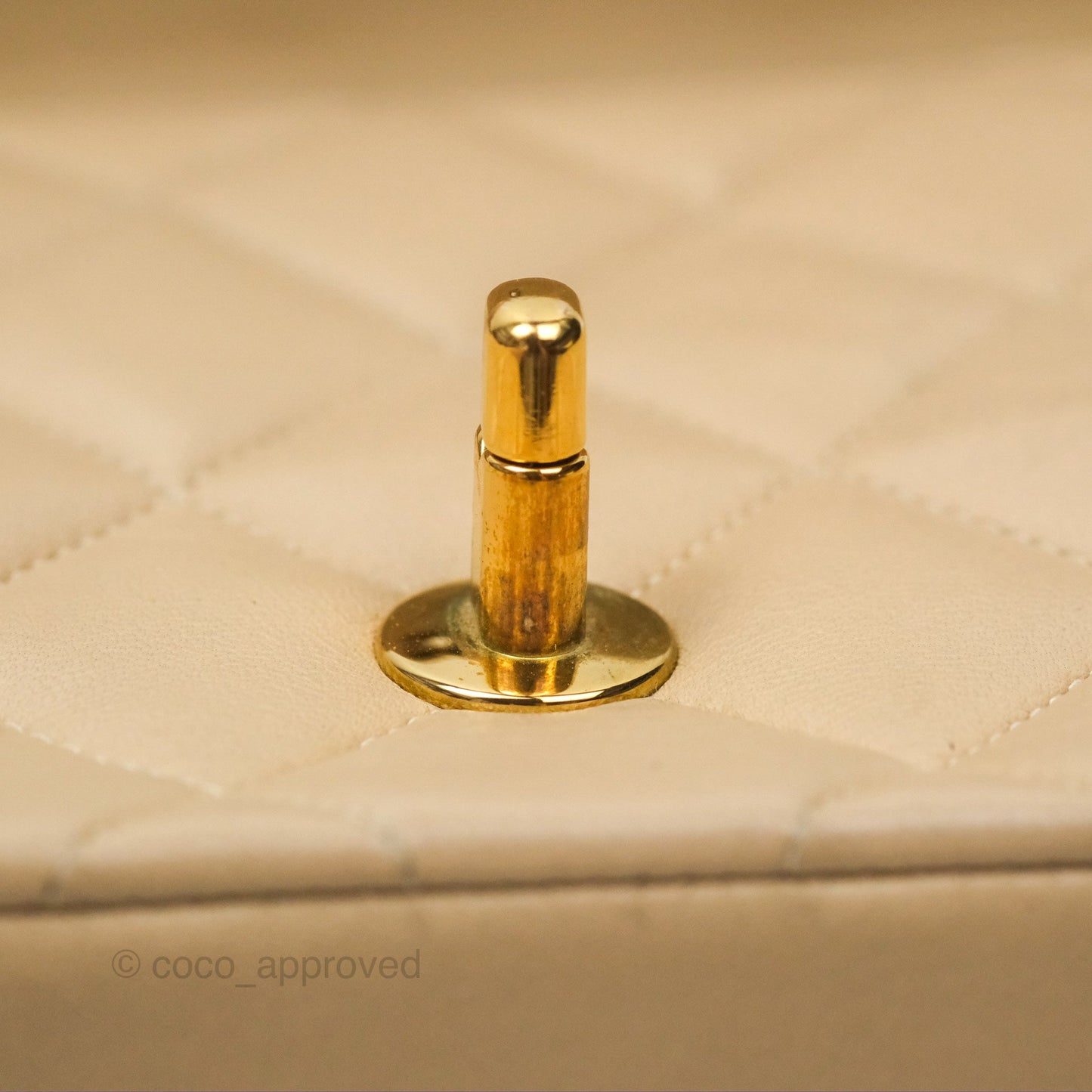 Chanel Vintage Small Quilted Classic Diana Flap Bag Beige Lambskin 24K Gold Hardware