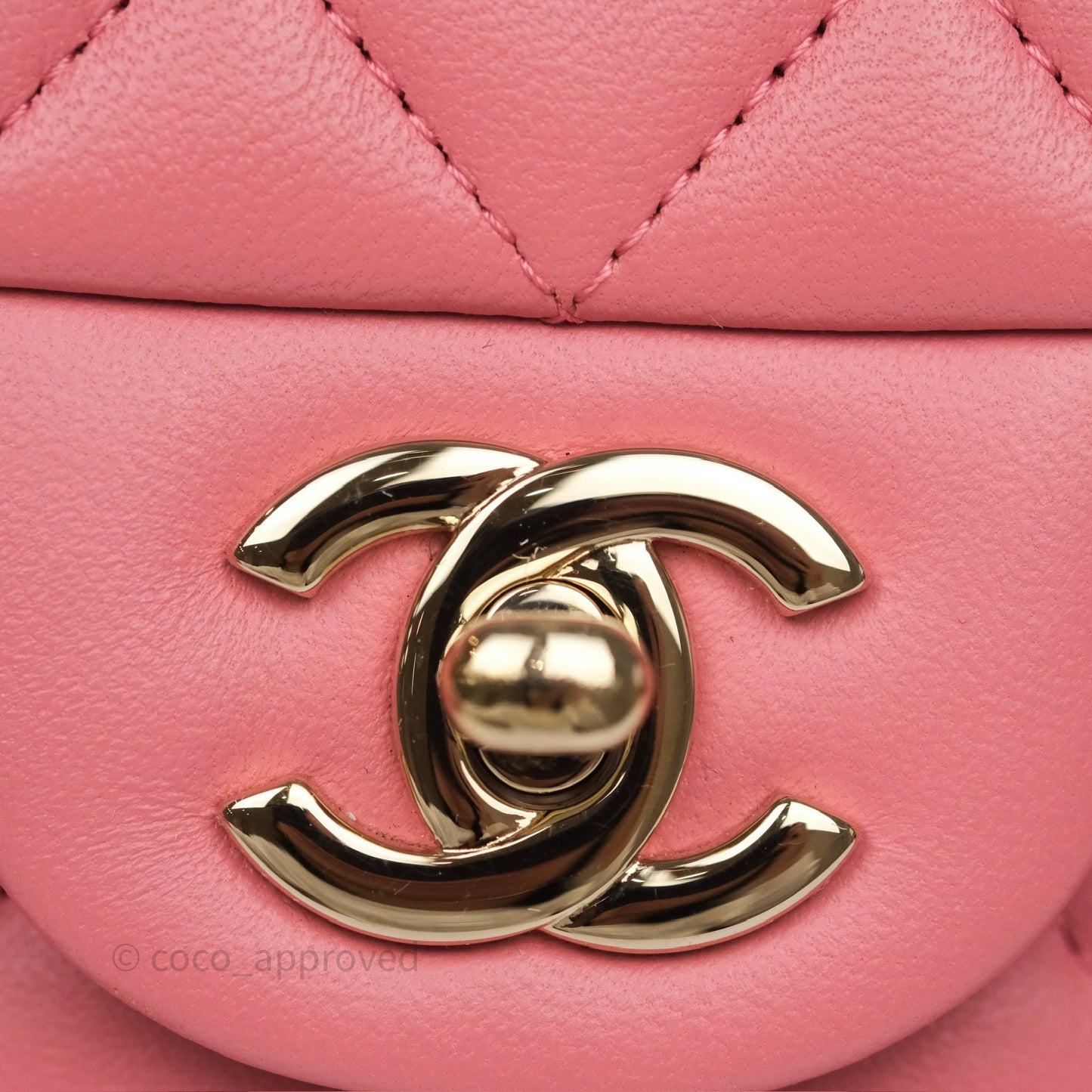 Chanel Top Handle Mini Rectangular Flap Pink Lambskin Gold Hardware