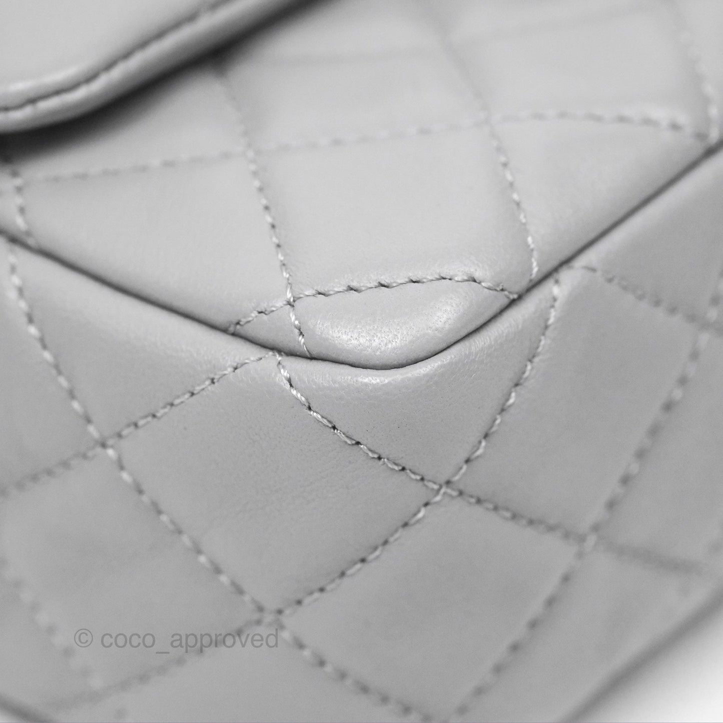 Chanel Mini Rectangular Pearl Crush Grey Lambskin Aged Gold Hardware