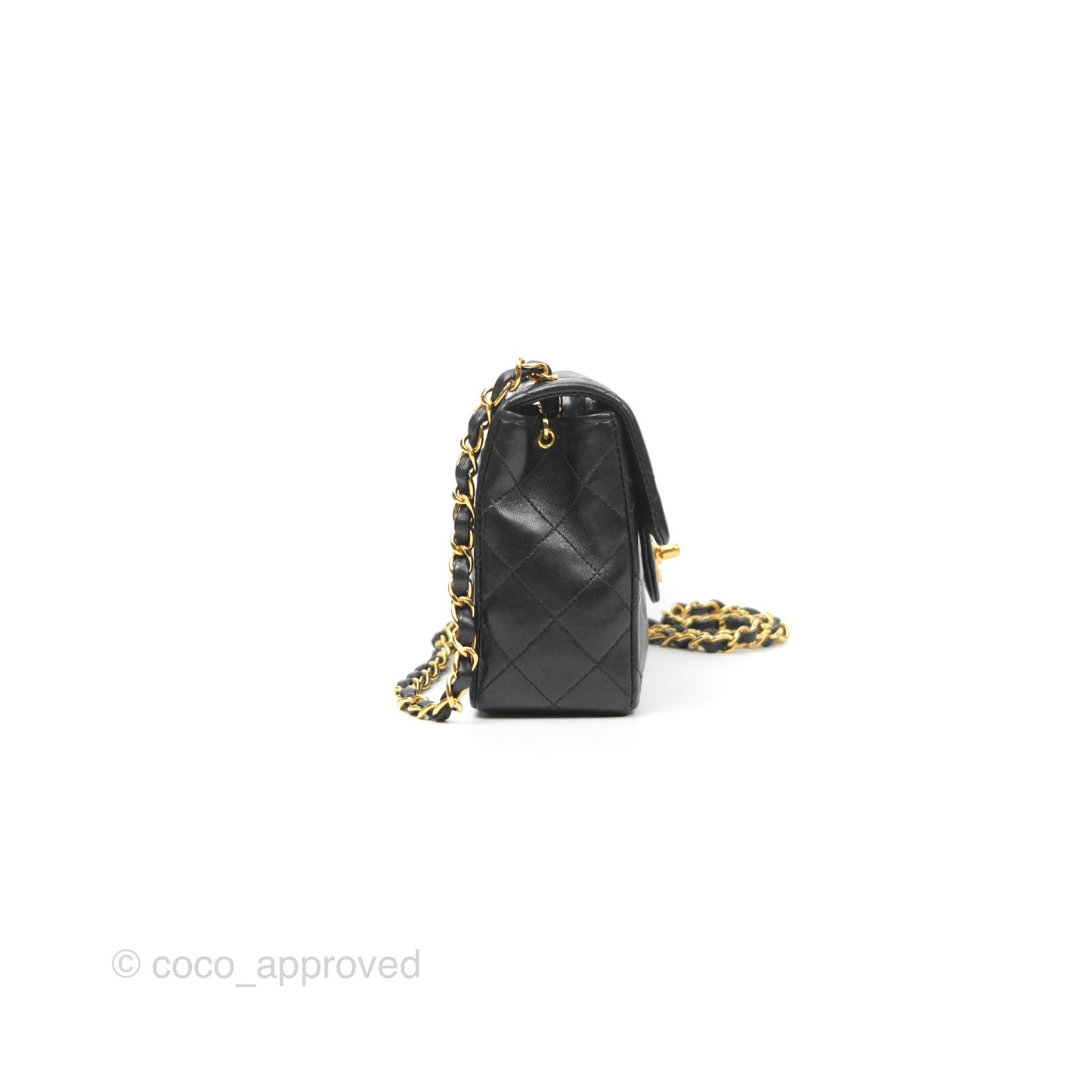 Chanel Vintage Mini Square Black Lambskin 24K Gold Hardware
