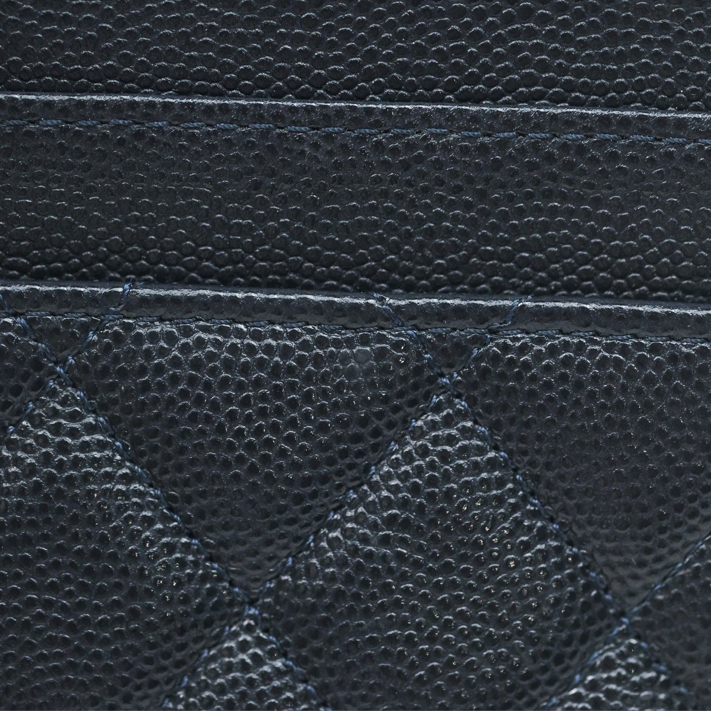 Chanel Classic Flat Navy Caviar Wallet Pouch Gold Hardware