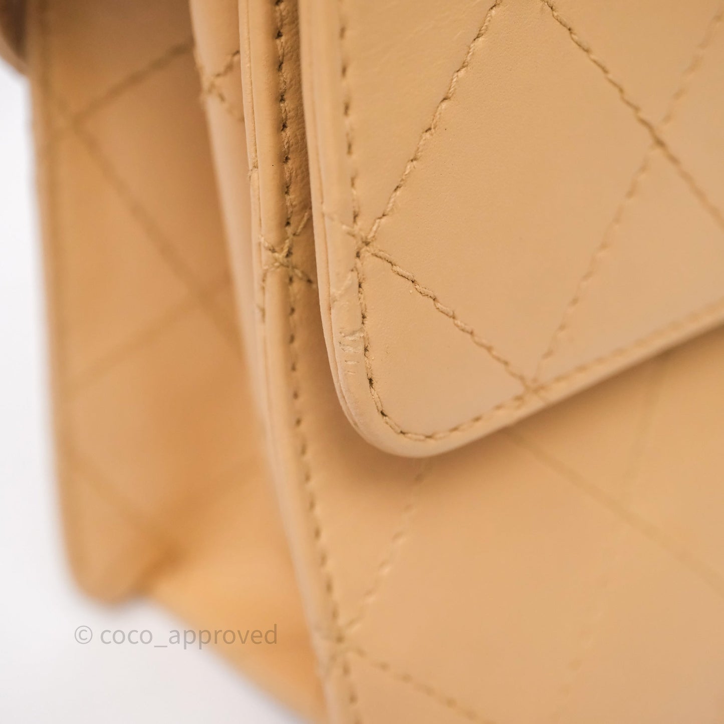 Chanel Vintage Quilted Kelly Shoulder Bag Beige Silver Hardware