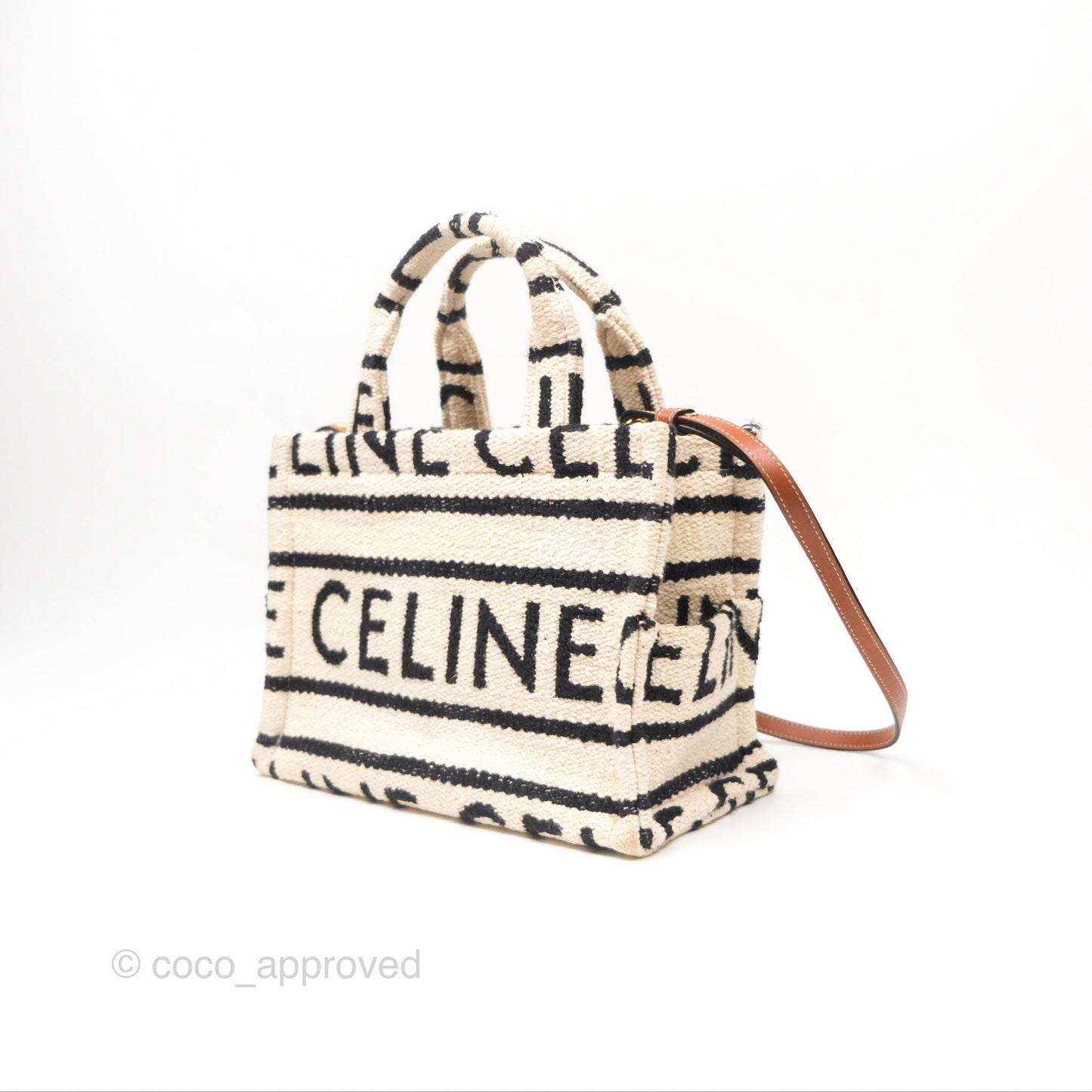 Celine Small Cabas Thais Textile with Celine All-Over White