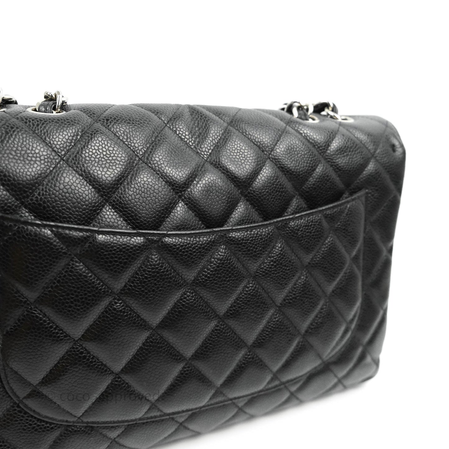 Chanel Single Flap Maxi Caviar Black Silver Hardware