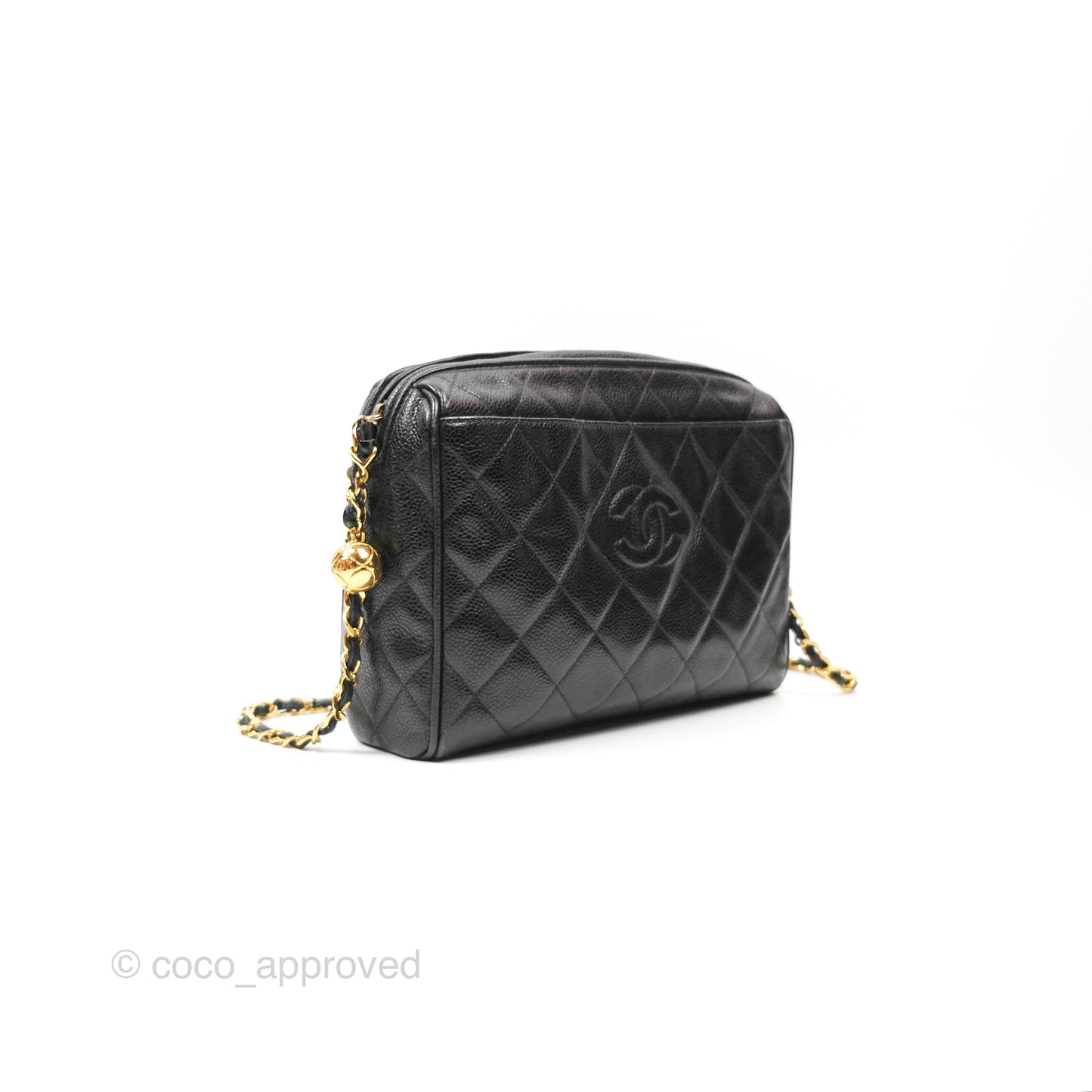Chanel Vintage Camera Bag Black Caviar Gold Hardware